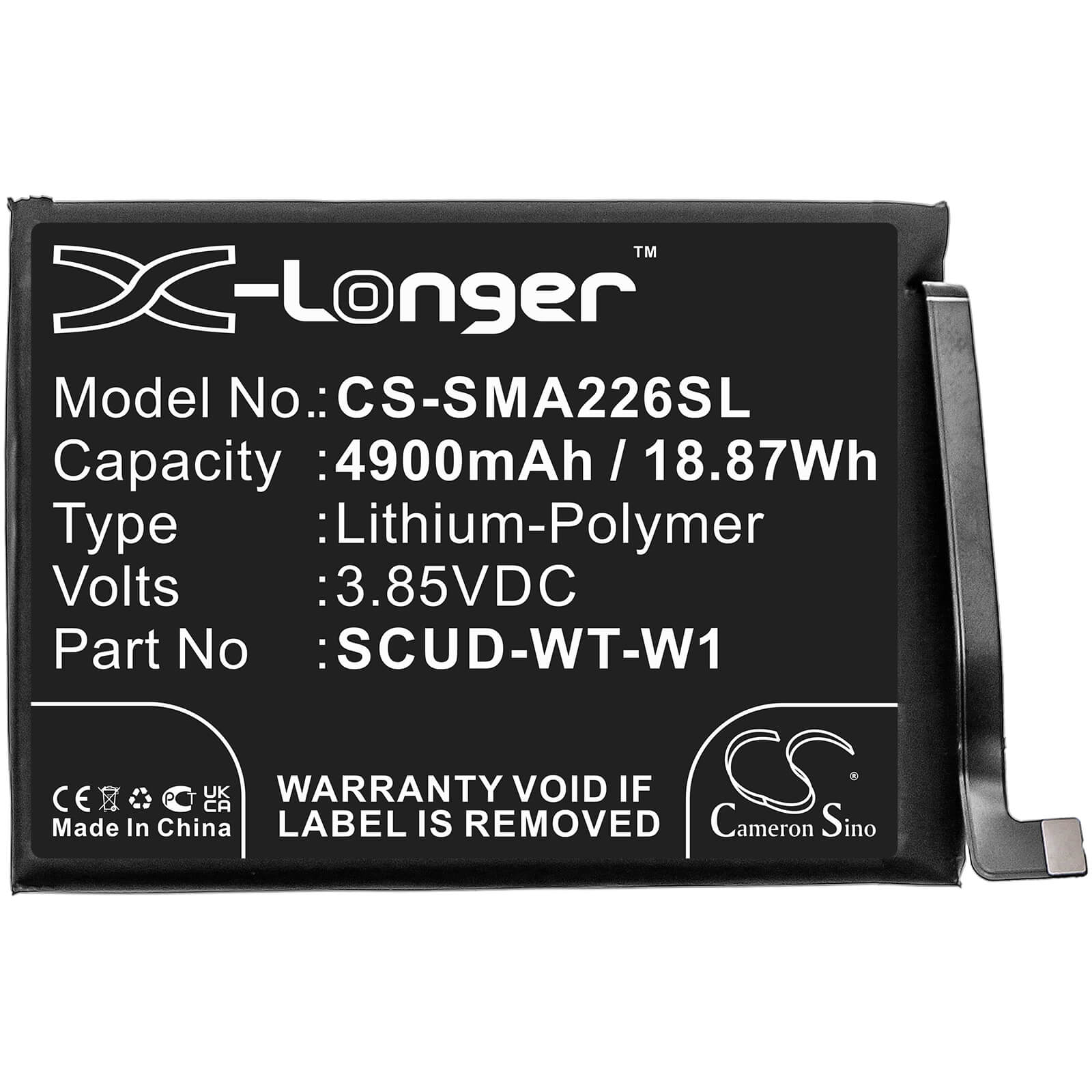 Li-Polymer Battery fits Samsung, Galaxy A22 5g, Galaxy A22s 3.85V, 4900mAh / 18.87Wh Mobile & SmartPhone Cameron Sino Technology Limited