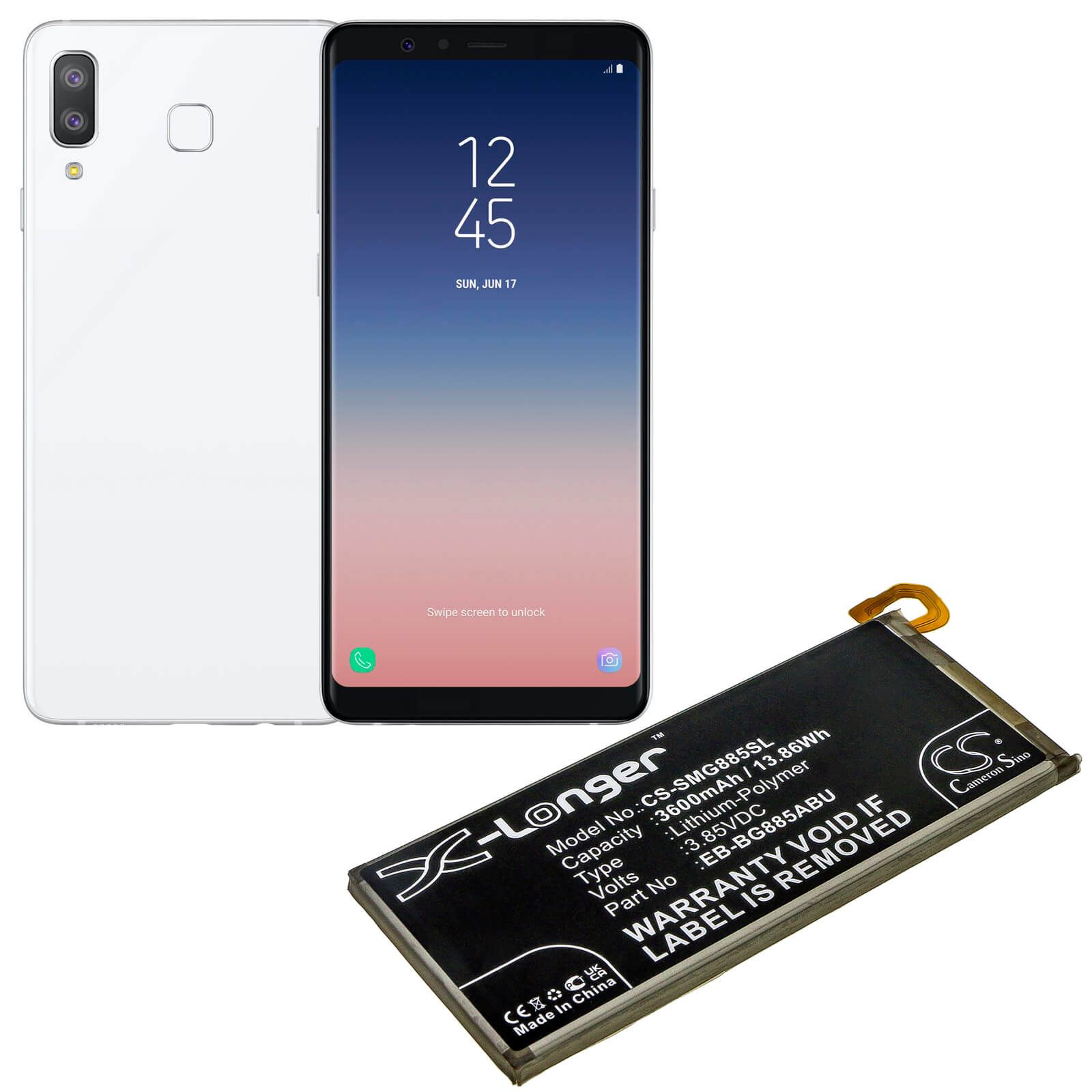 Li-Polymer Battery fits Samsung, Galaxy A8 Star, Galaxy A9 Star 3.85V, 3600mAh Mobile & SmartPhone Cameron Sino Technology Limited