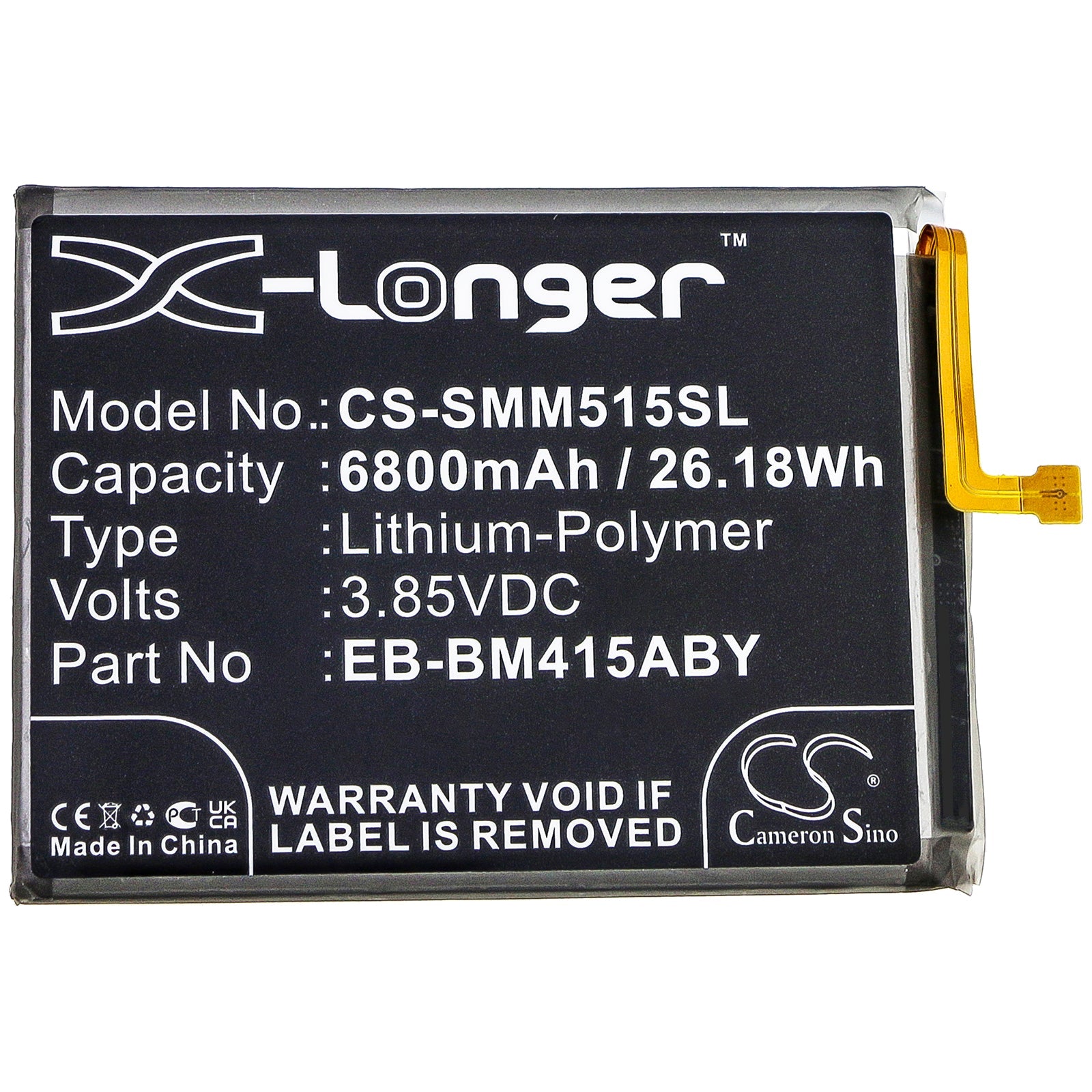 Li-Polymer Battery fits Samsung, Galaxy M51, Sm-m515, Sm-m515f/dsn 3.85V, 6800mAh Mobile & SmartPhone Cameron Sino Technology Limited