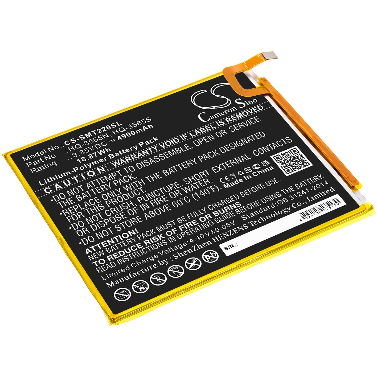 Li-Polymer Battery fits Samsung, Galaxy Tab A7 Lite, Galaxy Tab A7 Lite 8,7 2021 3.85V, 4900mAh / 18.87Wh Tablet Cameron Sino Technology Limited
