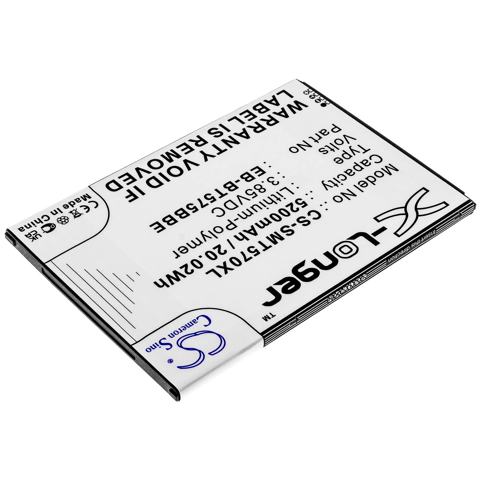 Li-Polymer Battery fits Samsung, Galaxy Tab Active 3, Galaxy Tab Active 3 8,0 3.85V, 5200mAh / 20.02Wh Tablet Cameron Sino Technology Limited