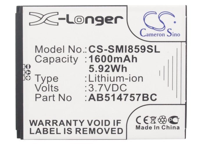 Li-Polymer Battery fits Samsung, Sch-i859, Sgh-i728a, Sgh-i740 3.7V, 1600mAh Mobile & SmartPhone Cameron Sino Technology Limited