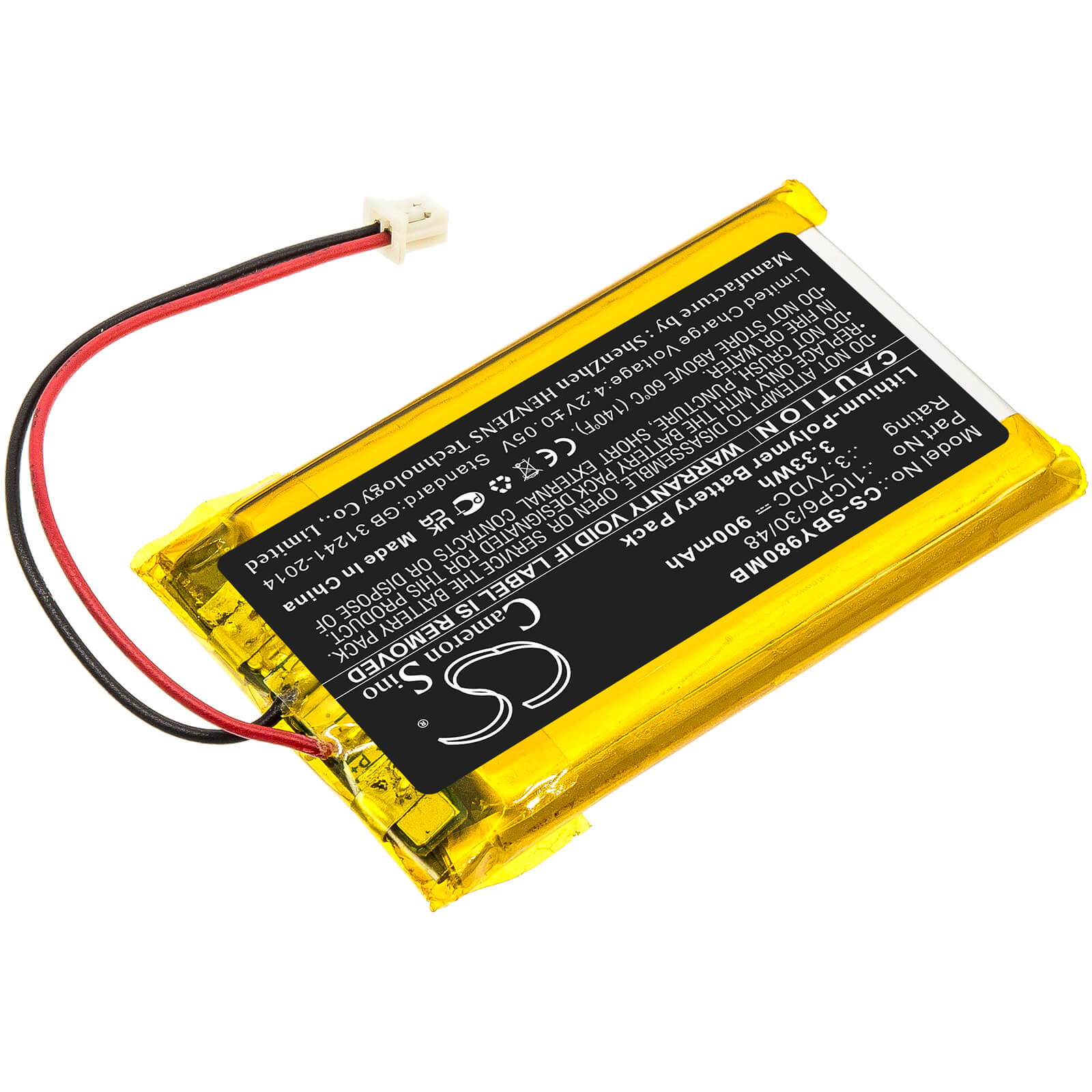 Li-Polymer Battery fits Sanitas, Sby 98 3.7V, 900mAh / 3.33Wh BabyPhone Cameron Sino Technology Limited