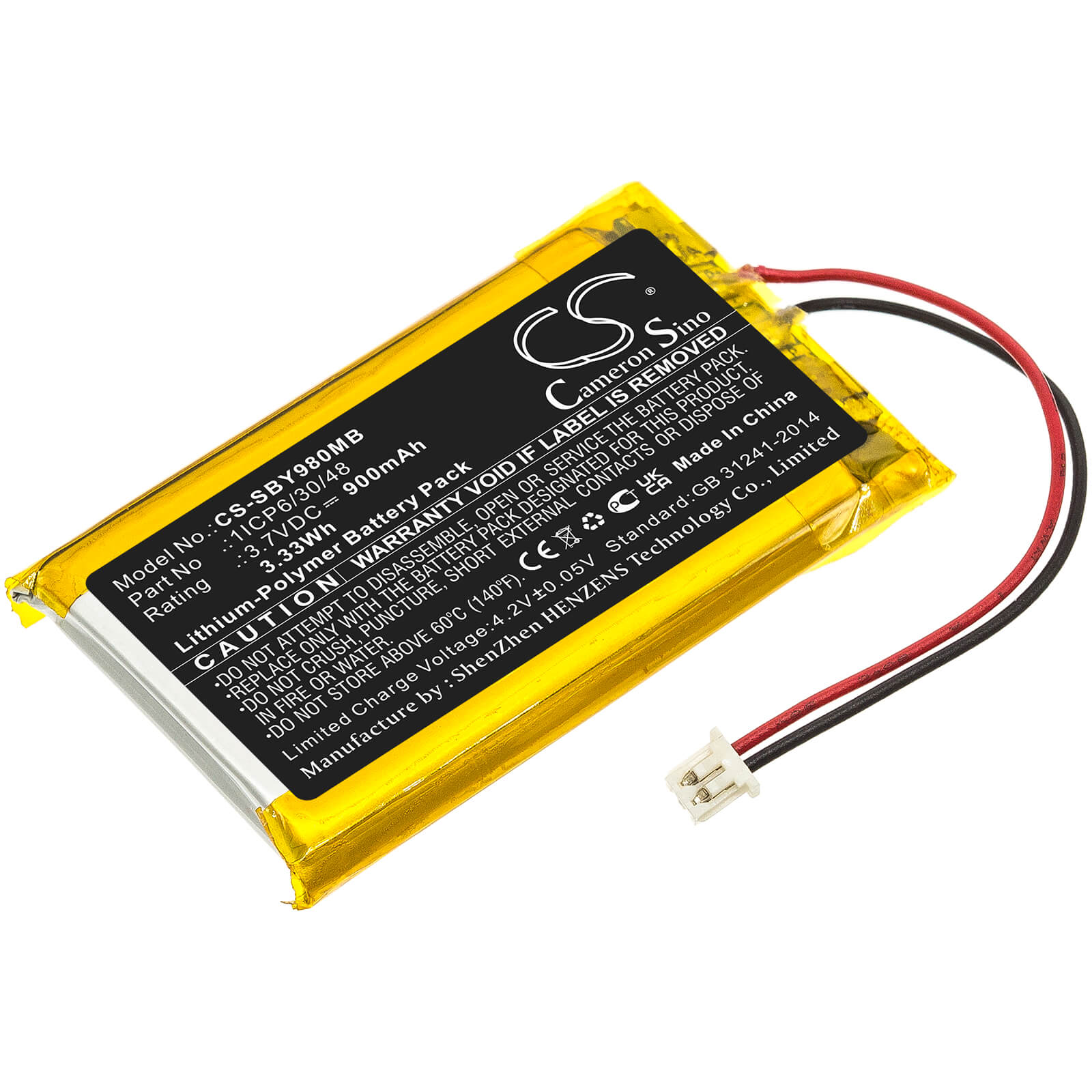Li-Polymer Battery fits Sanitas, Sby 98 3.7V, 900mAh / 3.33Wh BabyPhone Cameron Sino Technology Limited