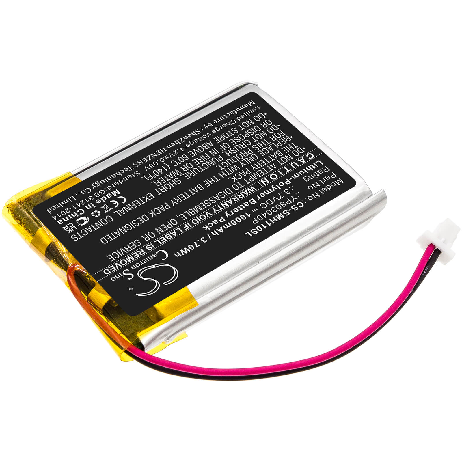 Li-Polymer Battery fits Sena, 10c 3.7V, 1000mAh / 3.70Wh Wireless Headset Cameron Sino Technology Limited