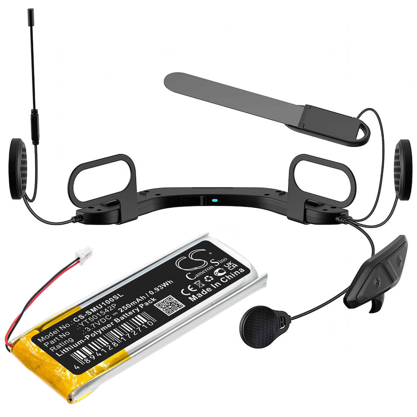 Li-Polymer Battery fits Sena, 10u 3.7V, 250mAh / 0.93Wh Wireless Headset Cameron Sino Technology Limited