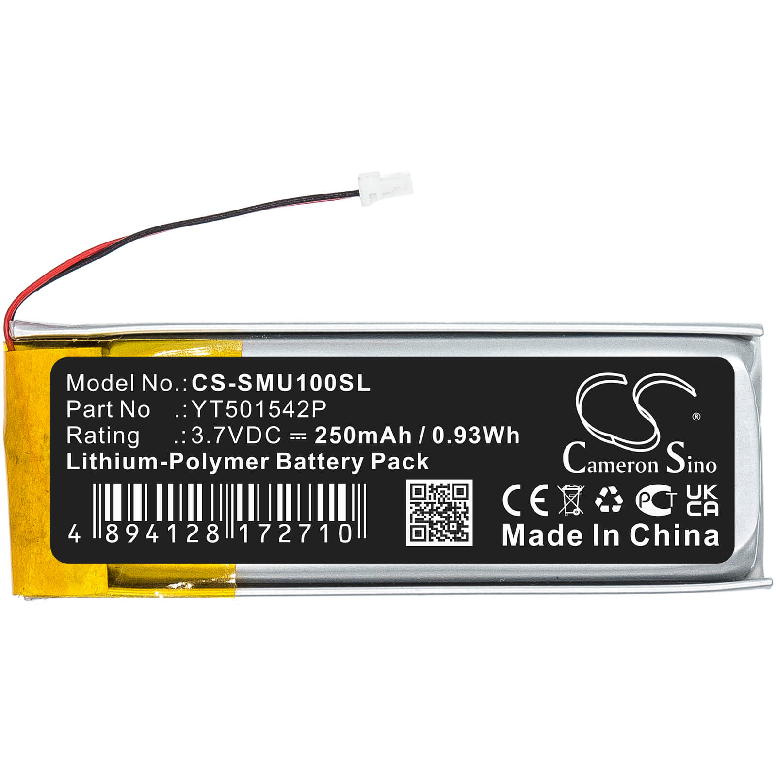 Li-Polymer Battery fits Sena, 10u 3.7V, 250mAh / 0.93Wh Wireless Headset Cameron Sino Technology Limited