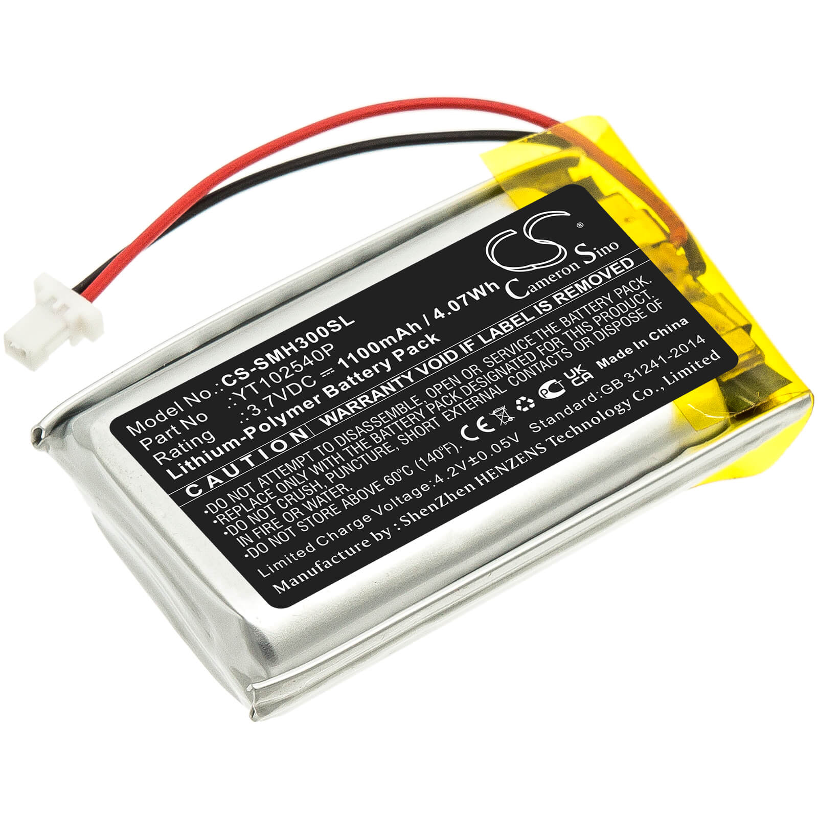 Li-Polymer Battery fits Sena, 30k, 50s 3.7V, 1100mAh / 4.07Wh Wireless Headset Cameron Sino Technology Limited