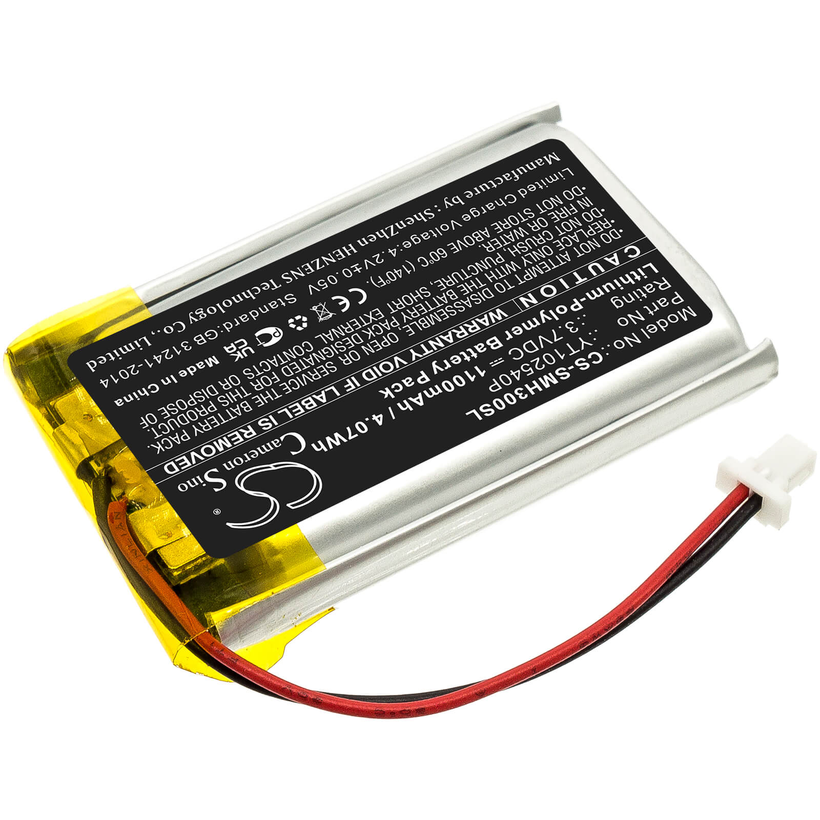 Li-Polymer Battery fits Sena, 30k, 50s 3.7V, 1100mAh / 4.07Wh Wireless Headset Cameron Sino Technology Limited