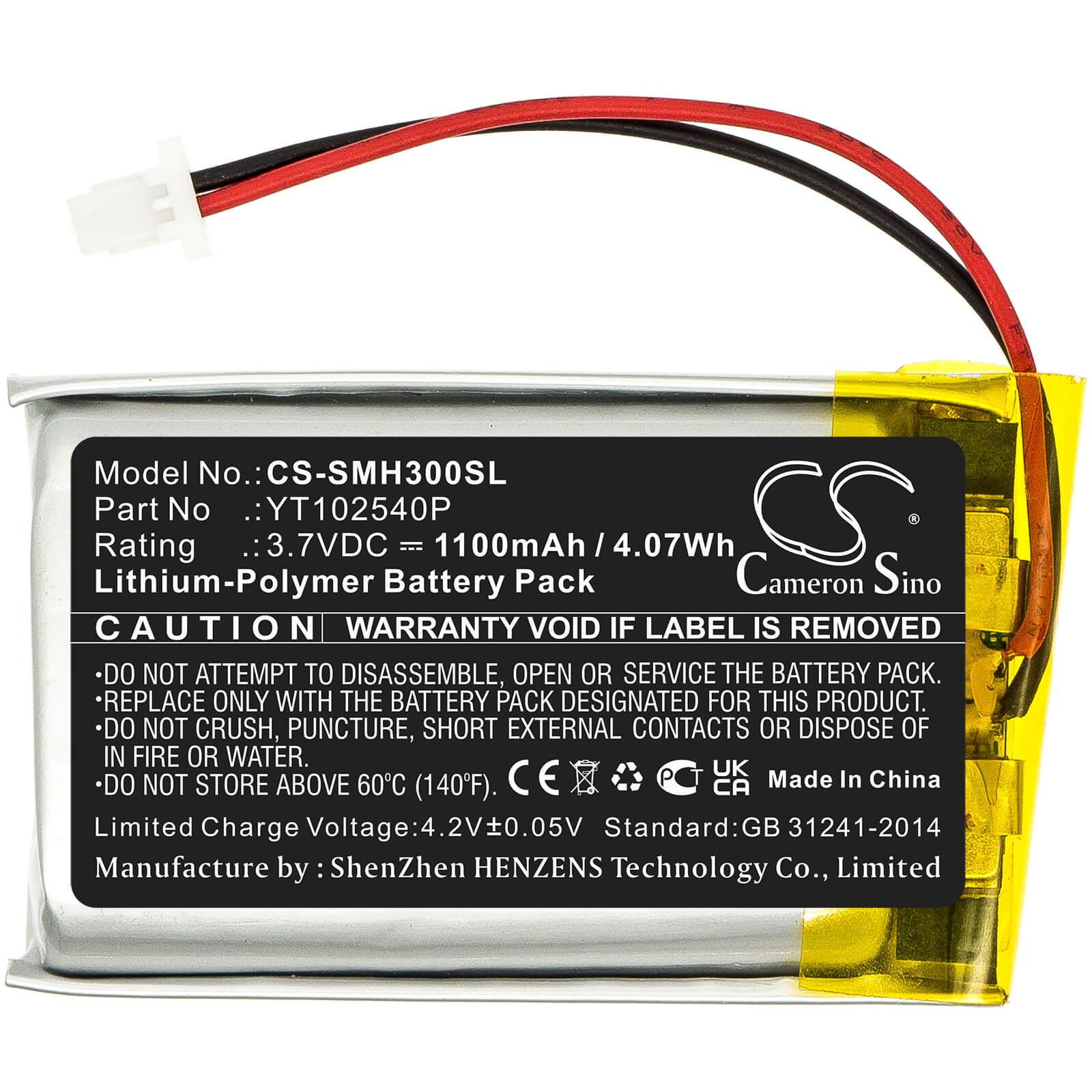 Li-Polymer Battery fits Sena, 30k, 50s 3.7V, 1100mAh / 4.07Wh Wireless Headset Cameron Sino Technology Limited