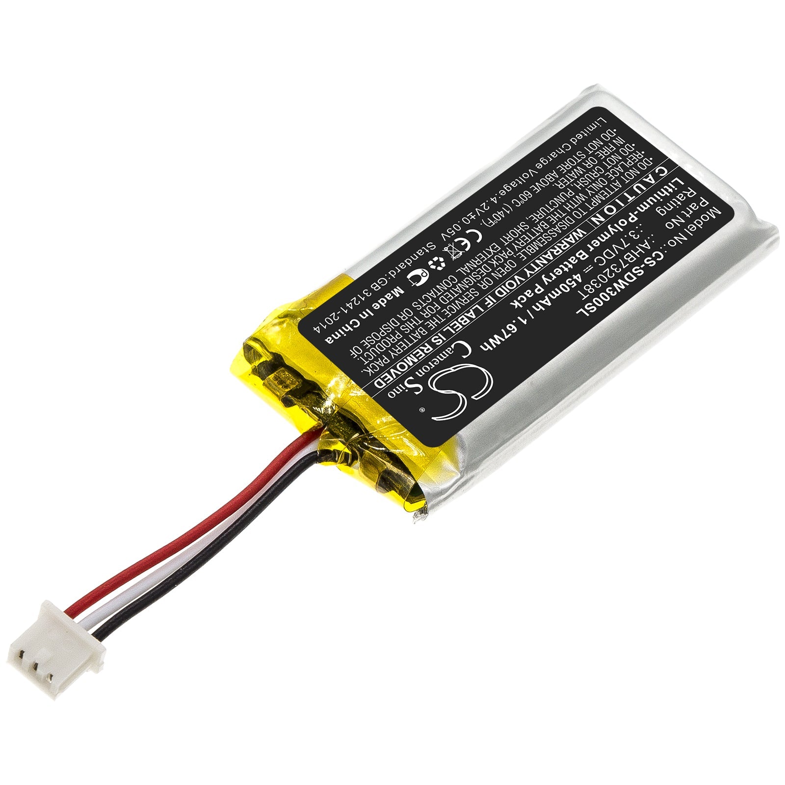 Li-Polymer Battery fits Sennheiser, Ahb732038t 3.7V, 450mAh Wireless Headset Cameron Sino Technology Limited