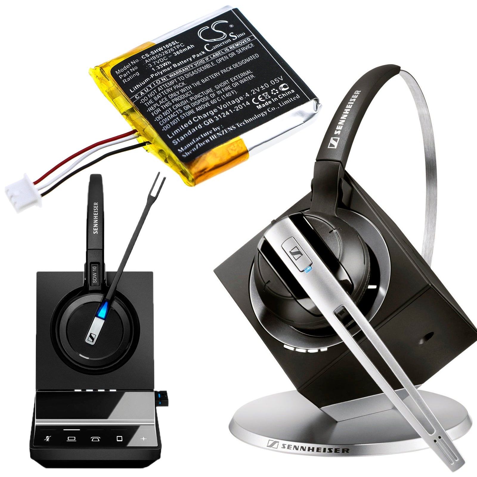 Li-Polymer Battery fits Sennheiser, Dw 10, Sdw 10 3.7V, 360mAh Wireless Headset Cameron Sino Technology Limited