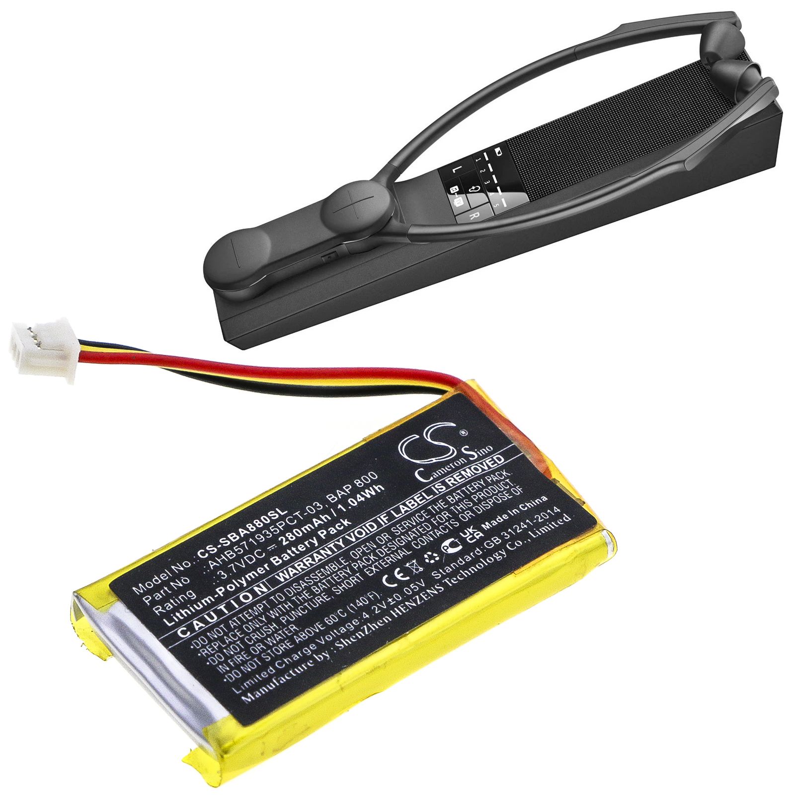 Li-Polymer Battery fits Sennheiser, Flex 5000, Rs 5000, Set 880 3.7V, 280mAh Wireless Headset Cameron Sino Technology Limited