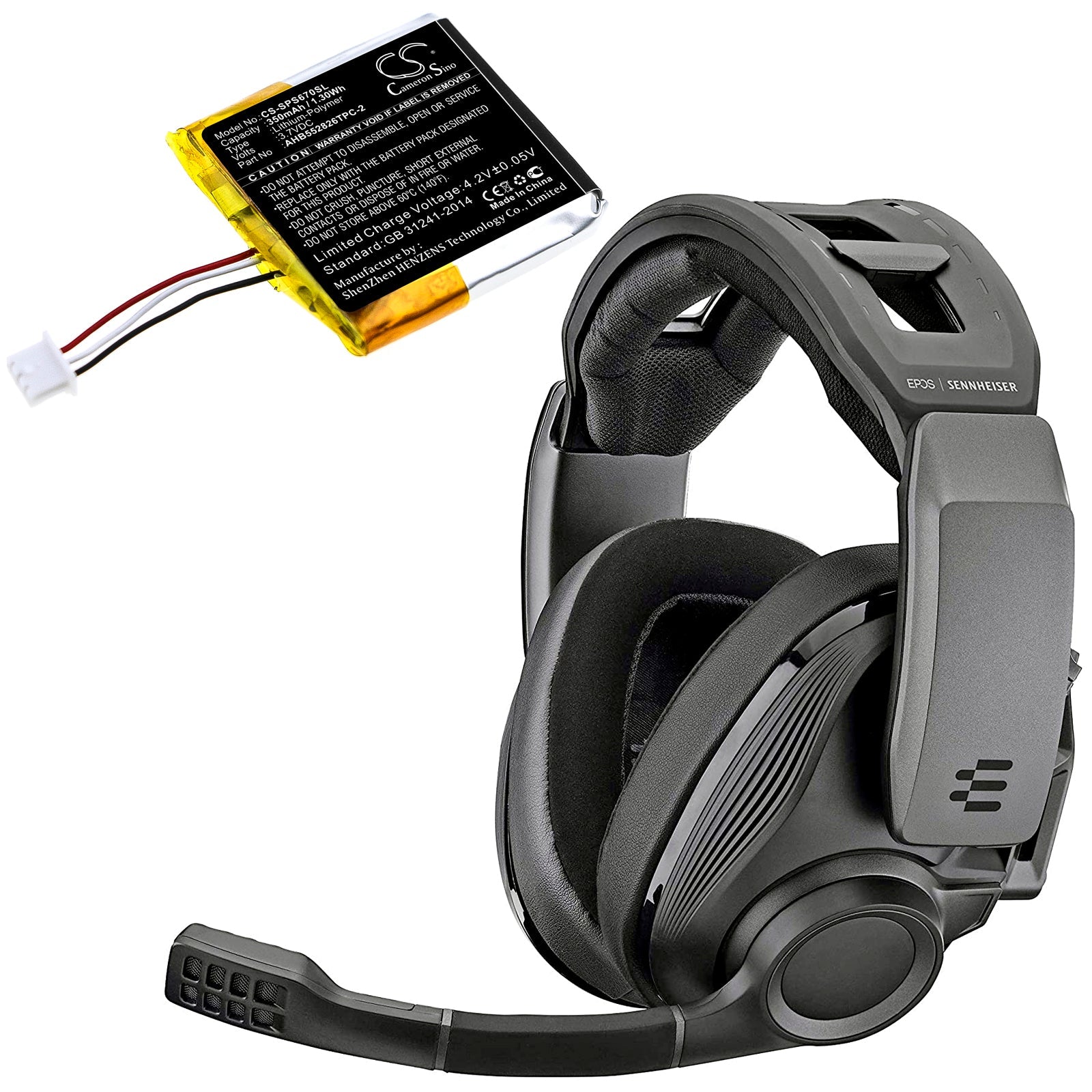 Li-Polymer Battery fits Sennheiser, Gsp 350, Gsp 500, Gsp 670 3.7V, 350mAh Wireless Headset Cameron Sino Technology Limited
