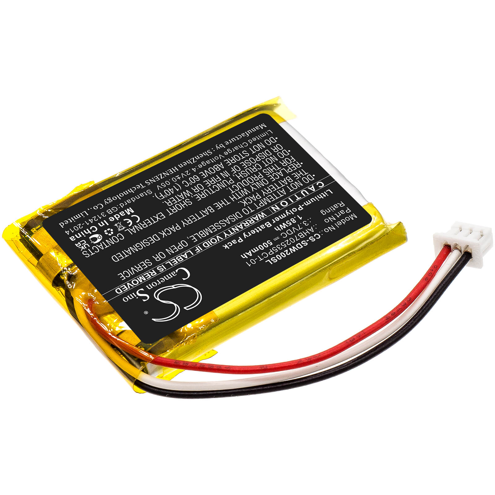 Li-Polymer Battery fits Sennheiser, M3aebt, M3ietw 3.7V, 500mAh / 1.85Wh Wireless Headset Cameron Sino Technology Limited