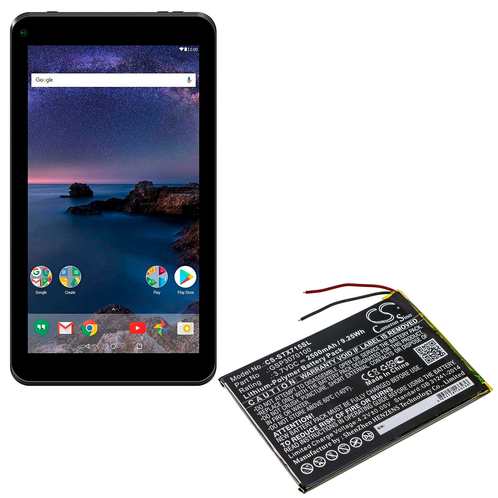 Li-Polymer Battery fits Smartab, St7150 3.7V, 2500mAh Tablet Cameron Sino Technology Limited