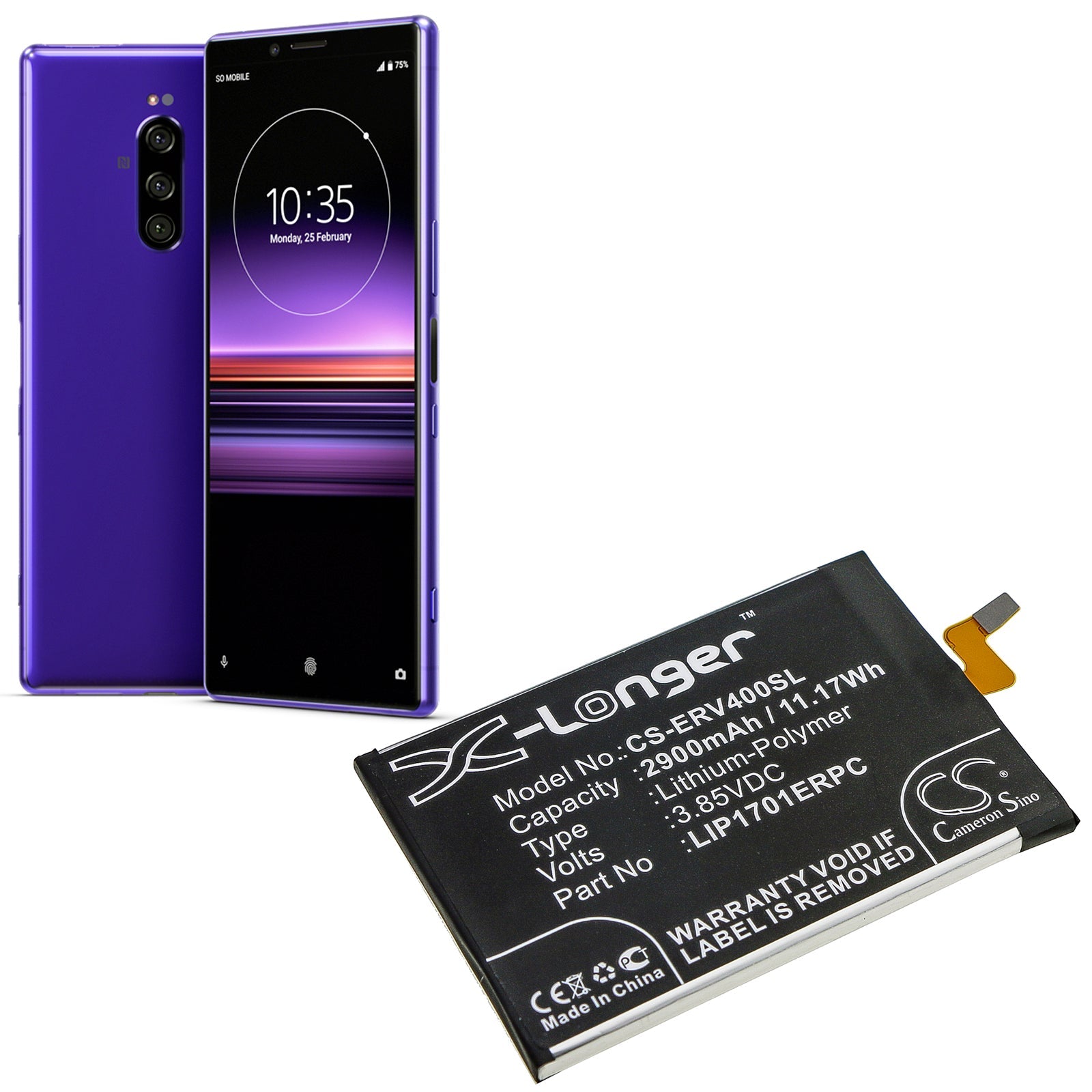 Li-Polymer Battery fits Sony, 802so, J8110, J8170 3.85V, 2900mAh Mobile & SmartPhone Cameron Sino Technology Limited