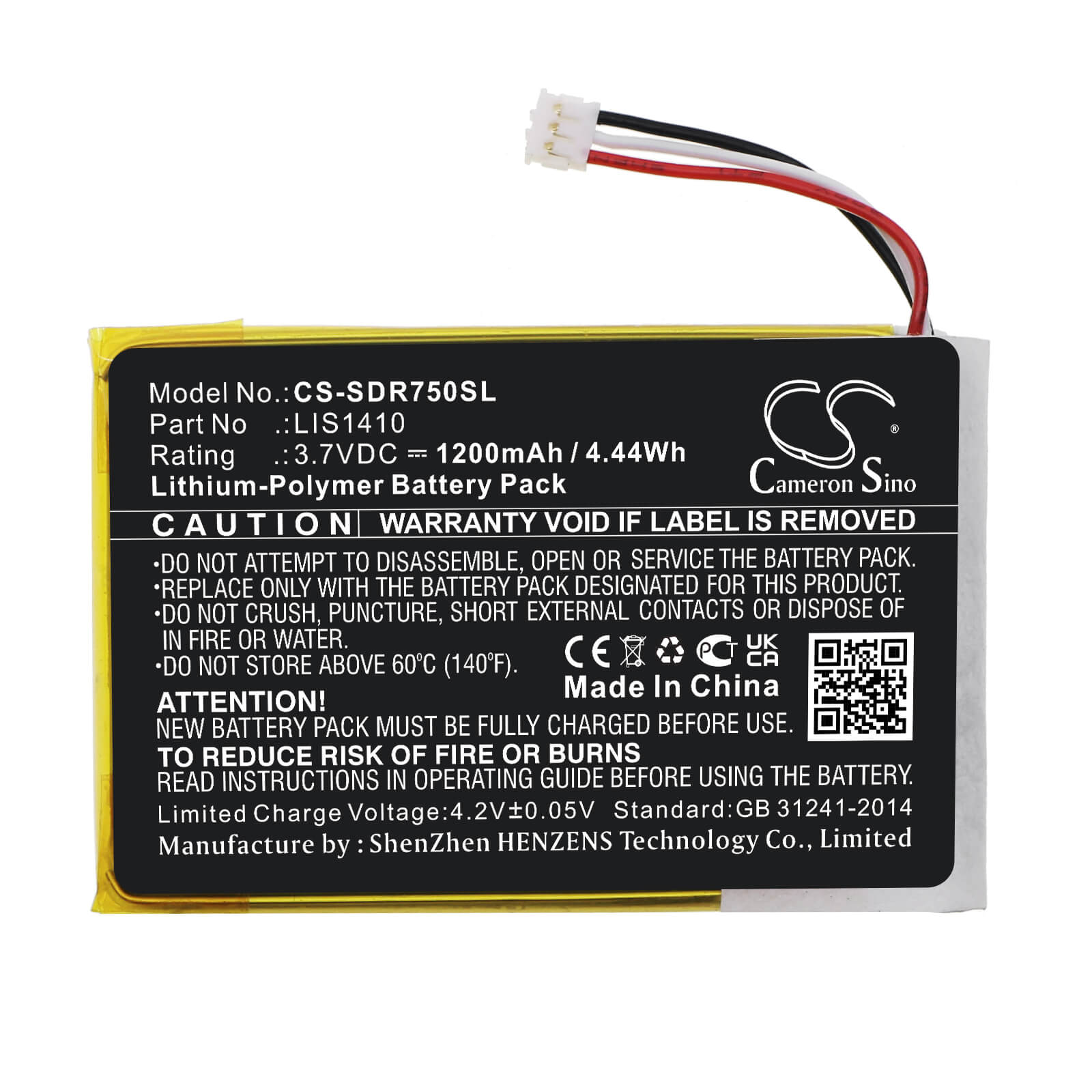 Li-Polymer Battery fits Sony, Mdr-ds7500 3.7V, 1200mAh / 4.44Wh Wireless Headset Cameron Sino Technology Limited
