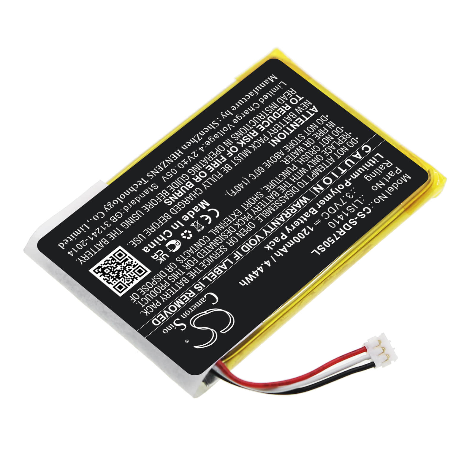 Li-Polymer Battery fits Sony, Mdr-ds7500 3.7V, 1200mAh / 4.44Wh Wireless Headset Cameron Sino Technology Limited