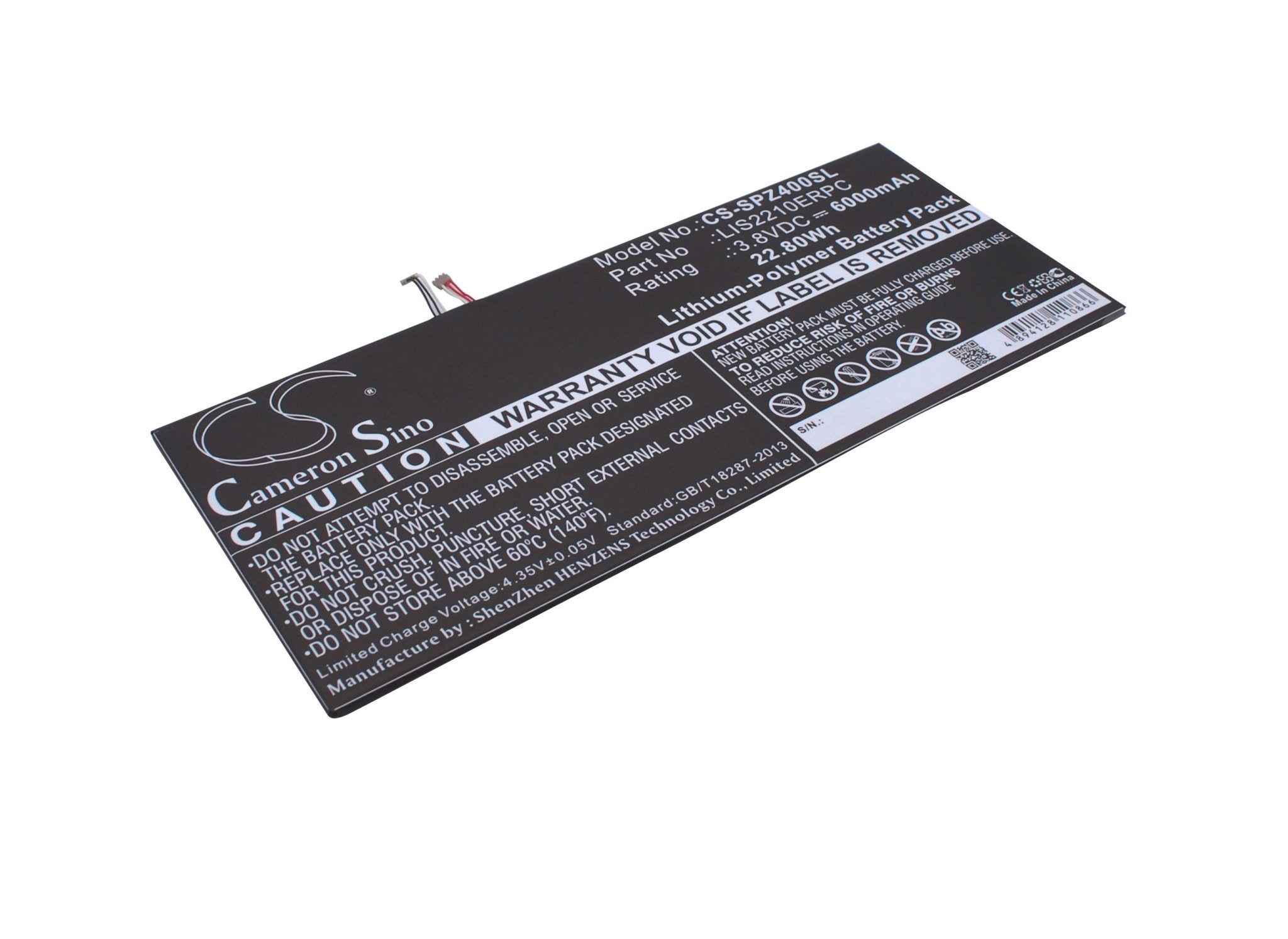 Li-Polymer Battery fits Sony, Sgp771, Xperia Z4 Tablet Sgp712 3.8V, 6000mAh Tablet Cameron Sino Technology Limited