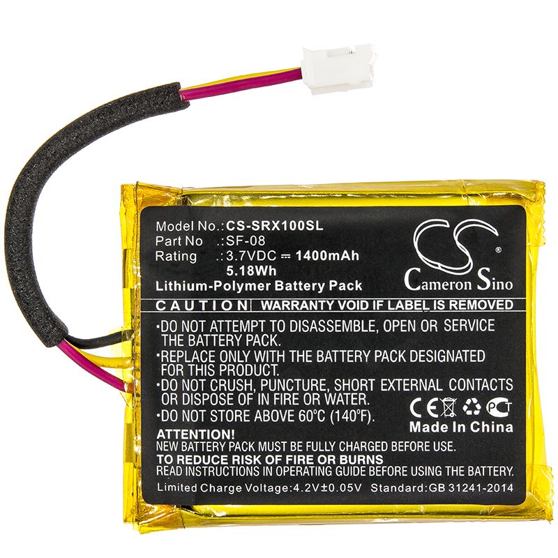 Li-Polymer Battery fits Sony, Srs-xb10, Srs-xb12 3.7V, 1400mAh Wireless Headset Cameron Sino Technology Limited