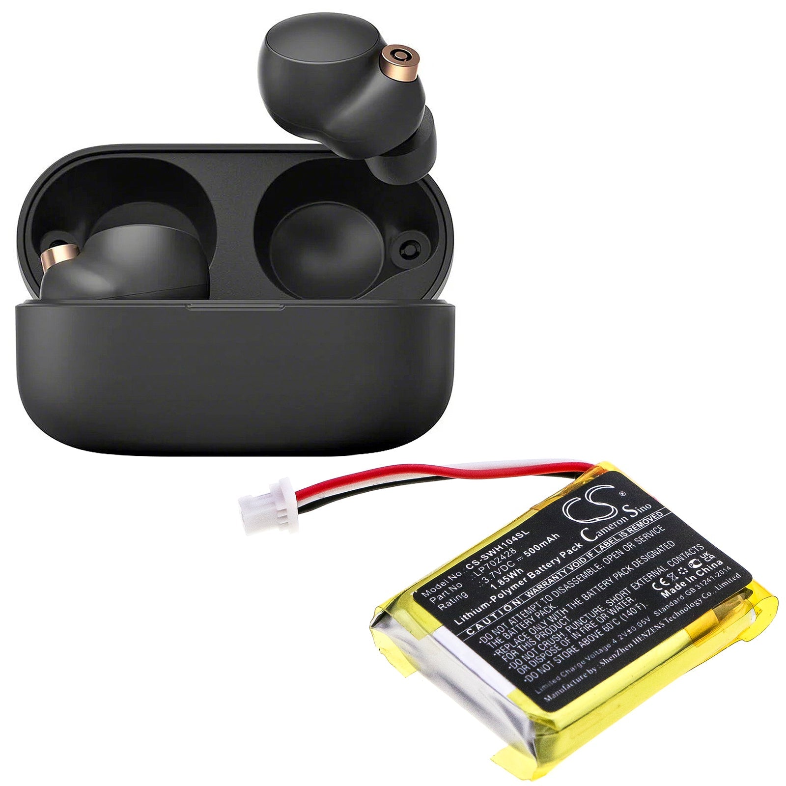 Li-Polymer Battery fits Sony, Wf-1000xm4 Charging Case 3.85V, 500mAh Wireless Headset Cameron Sino Technology Limited