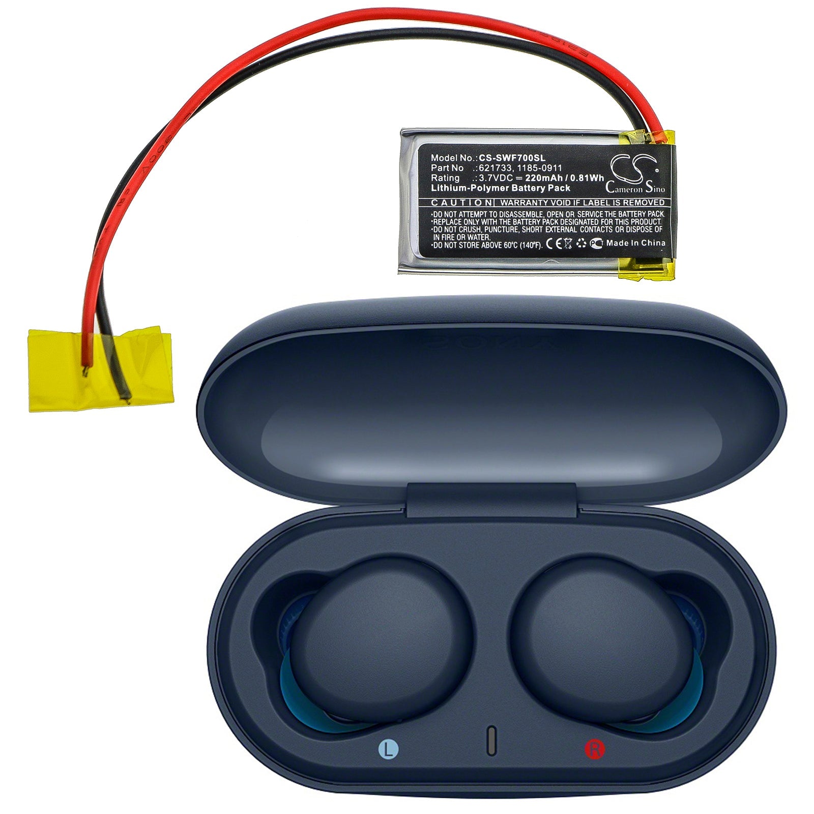 Li-Polymer Battery fits Sony, Wf-sb700 Charging Case, Wf-sb700n Charging Case 3.7V, 220mAh Wireless Headset Cameron Sino Technology Limited