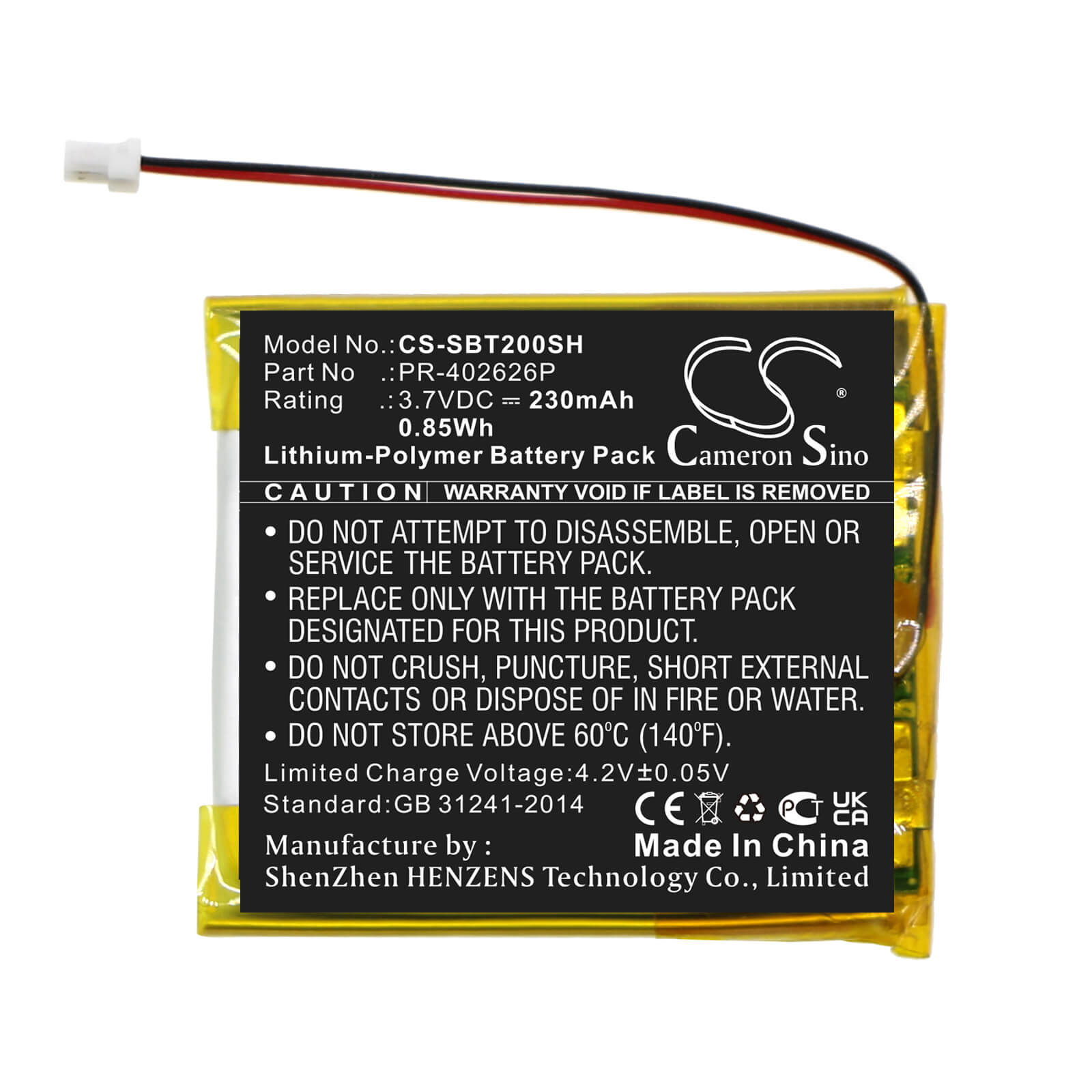 Li-Polymer Battery fits Suunto, Spartan Trainer, Spartan Trainer Wrist Heart Ra 3.7V, 230mAh / 0.85Wh Smartwatch Cameron Sino Technology Limited