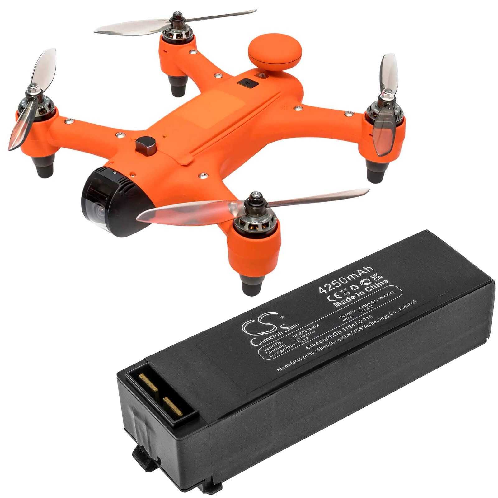 Li-Polymer Battery fits Swellpro, Spry, Spry+ 11.4V, 4250mAh / 48.45Wh Drones Cameron Sino Technology Limited