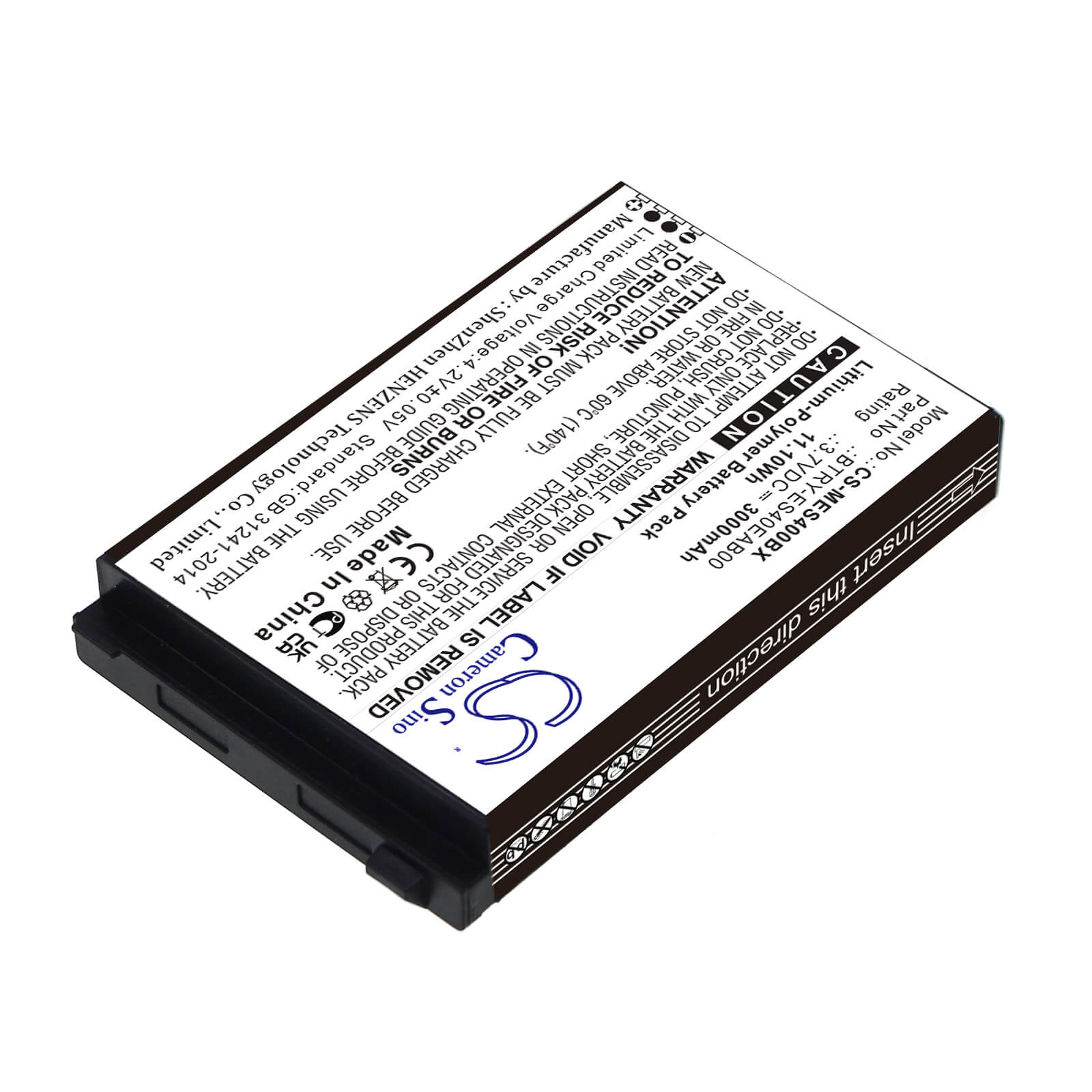 Li-Polymer Battery fits Symbol, Es400, Es405 3.7V, 3000mAh / 11.10Wh Barcode Scanner Cameron Sino Technology Limited