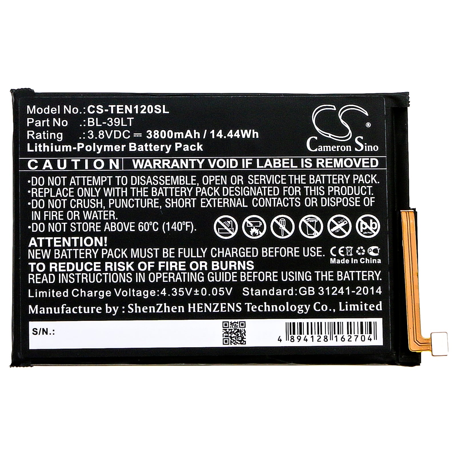 Li-Polymer Battery fits Tecno, Camon 12, Camon 15 3.8V, 3800mAh Mobile & SmartPhone Cameron Sino Technology Limited