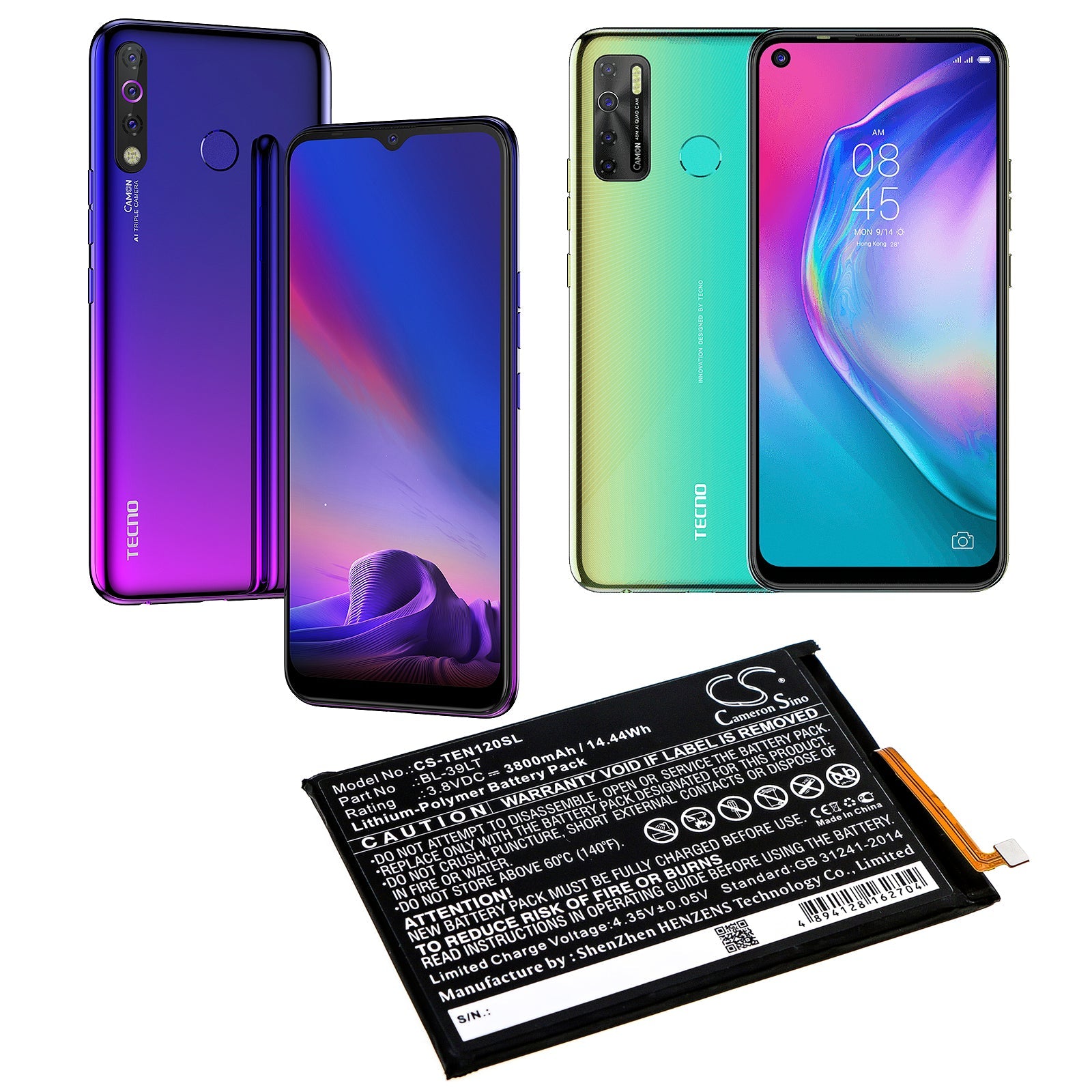 Li-Polymer Battery fits Tecno, Camon 12, Camon 15 3.8V, 3800mAh Mobile & SmartPhone Cameron Sino Technology Limited