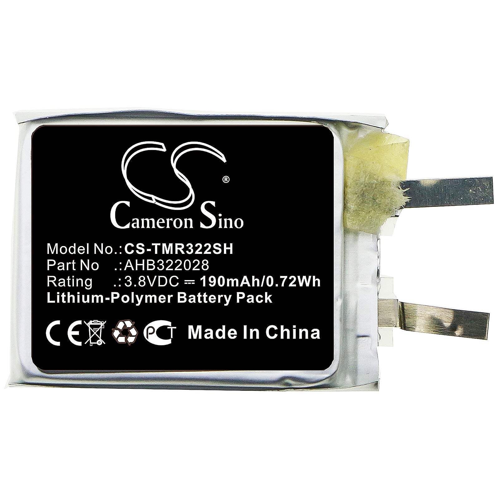 Li-Polymer Battery fits Tomtom, Ahb322028 3.8V, 190mAh Smartwatch Cameron Sino Technology Limited