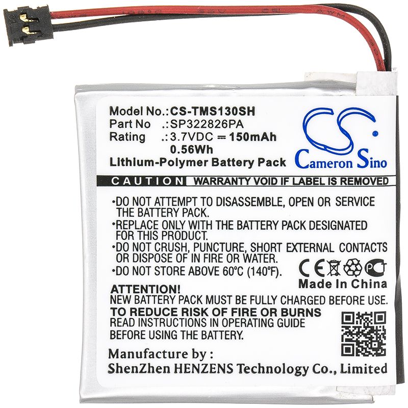 Li-Polymer Battery fits Tomtom, Spark 3 3.7V, 150mAh Smartwatch Cameron Sino Technology Limited