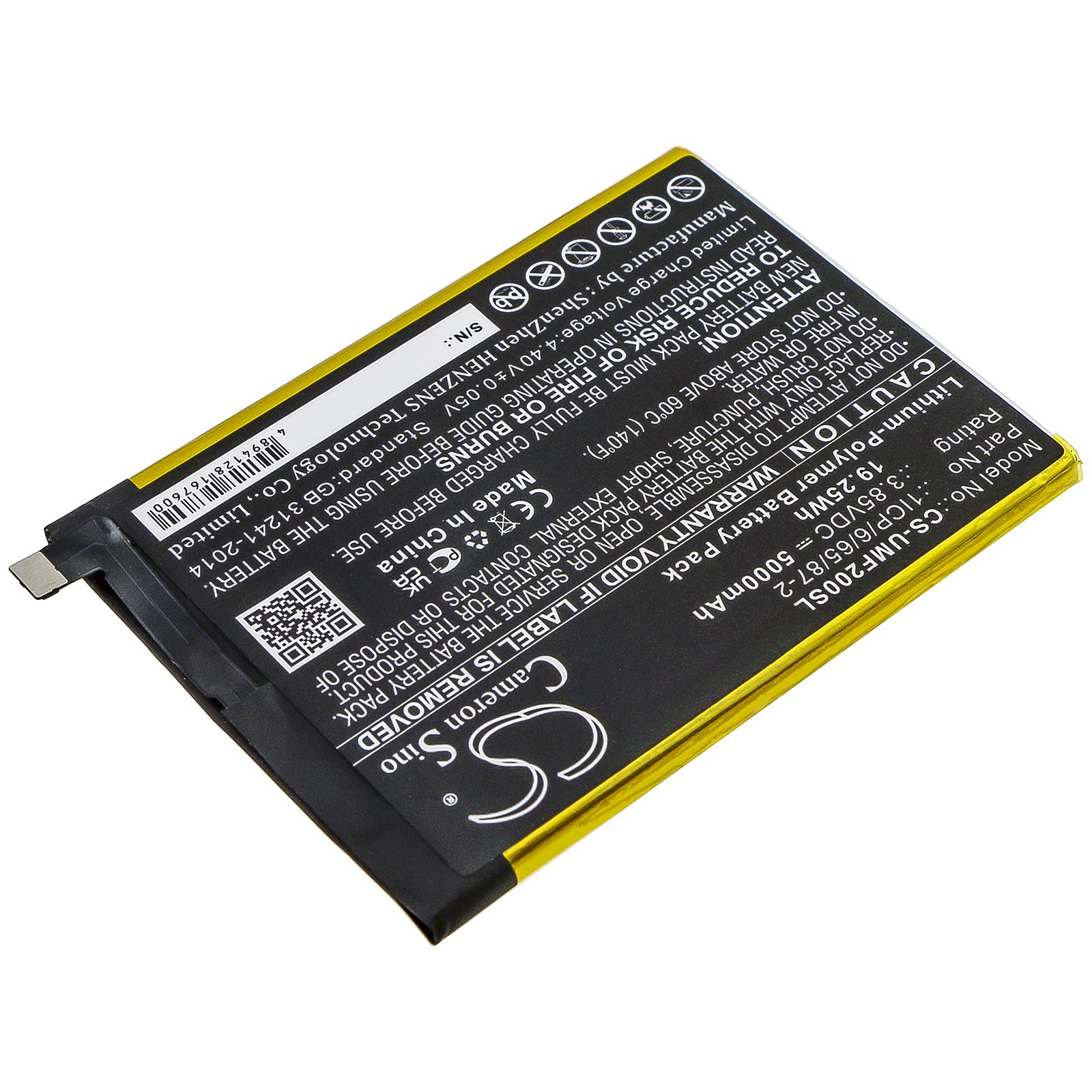 Li-Polymer Battery fits Umi, Umidigi F2 3.85V, 5000mAh Mobile & SmartPhone Cameron Sino Technology Limited