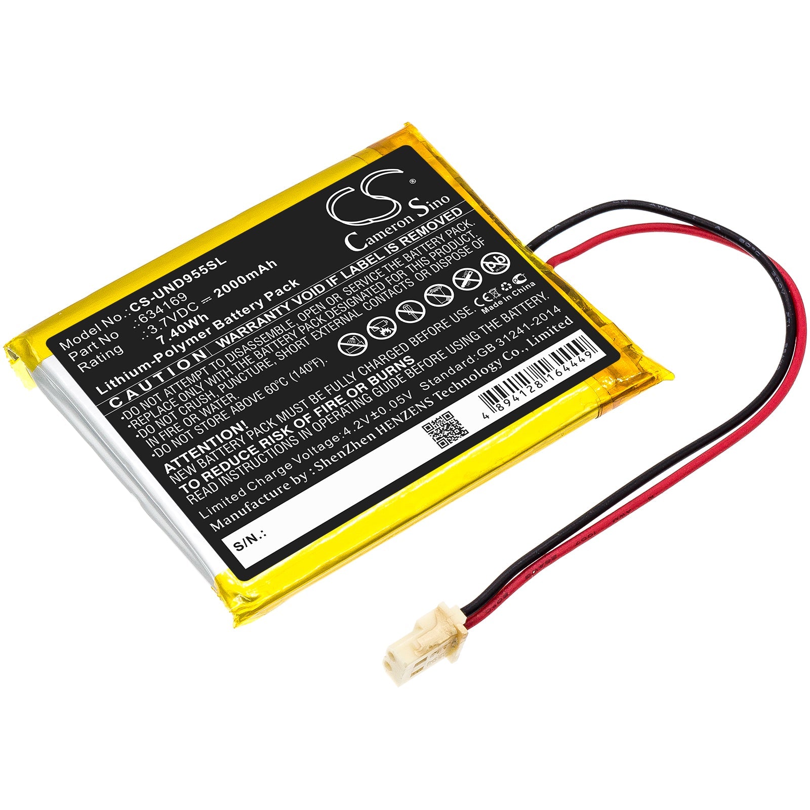 Li-Polymer Battery fits Uniden, Guardian G955, Guardian Udr 3.7V, 2000mAh Home Security Camera Cameron Sino Technology Limited
