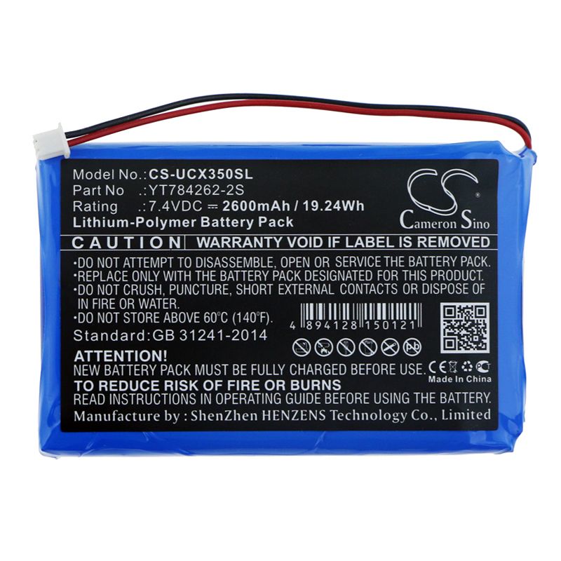 Li-Polymer Battery fits Uniwell, Cx3500 7.4V, 2600mAh Cash Register Cameron Sino Technology Limited