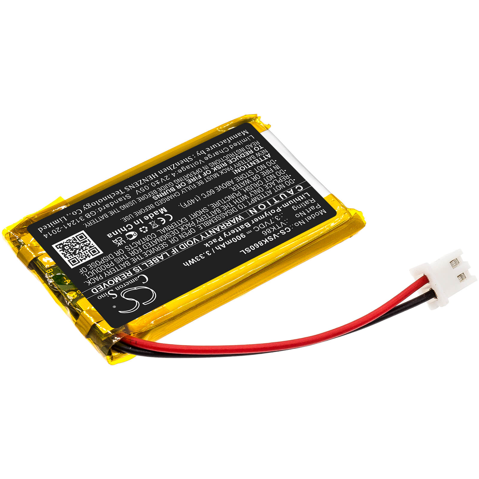 Li-Polymer Battery fits Velocitek, Shift 3.7V, 900mAh / 3.33Wh GPS & Navigator Cameron Sino Technology Limited