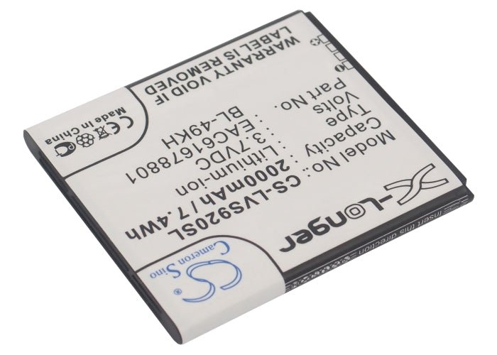 Li-Polymer Battery fits Verizon, Spectrum, Spectrum 4g, Vs920 3.7V, 2000mAh Communications Cameron Sino Technology Limited