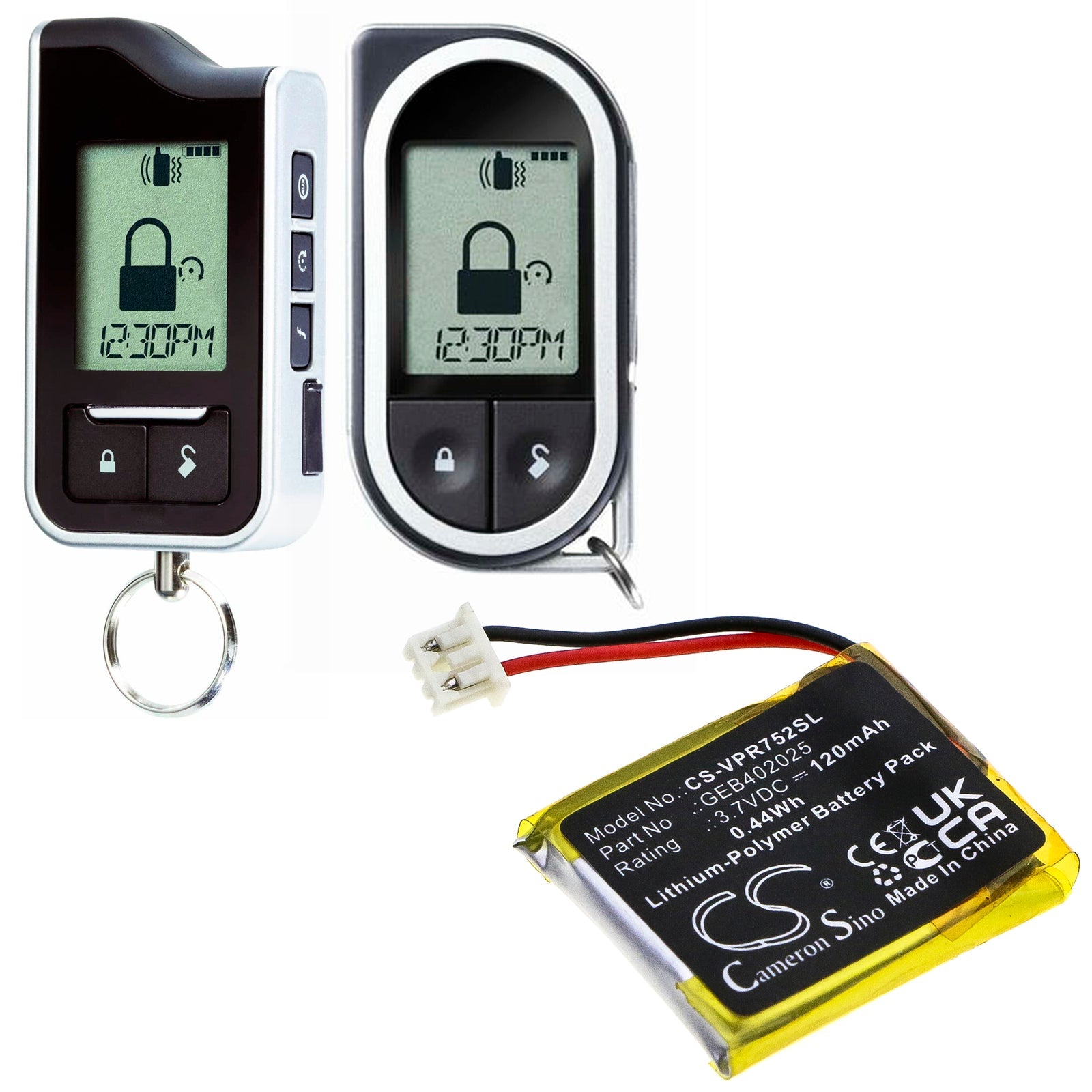 Li-Polymer Battery fits Viper, 7351p, 7351v, 7351x 3.7V, 120mAh Remote Start and Entry Systems Cameron Sino Technology Limited
