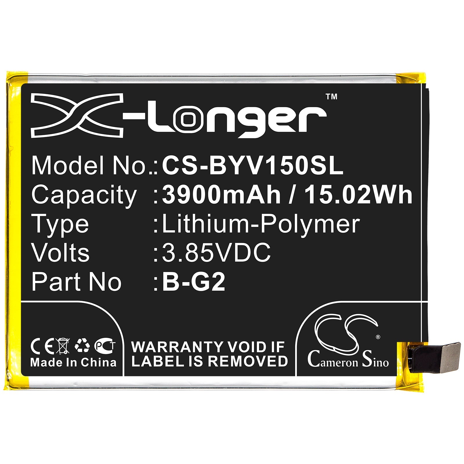 Li-Polymer Battery fits Vivo, B-g2 3.85V, 3900mAh Mobile & SmartPhone Cameron Sino Technology Limited