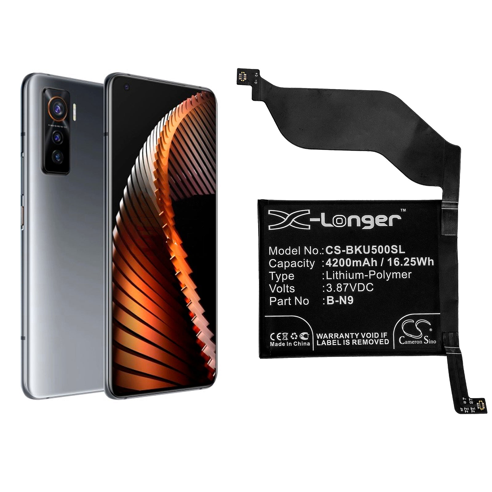 Li-Polymer Battery fits Vivo, Iqoo 5 5g, V2024, V2024a 3.87V, 4200mAh Mobile & SmartPhone Cameron Sino Technology Limited