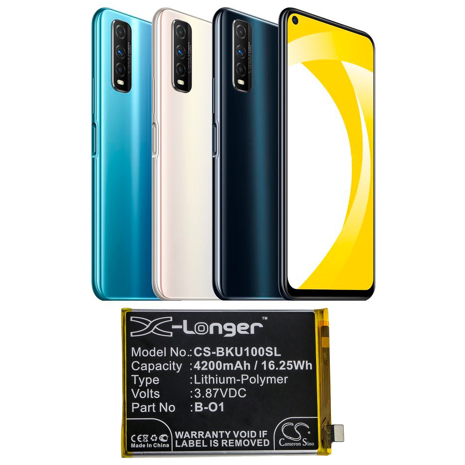 Li-Polymer Battery fits Vivo, Iqoo U1, V2023, V2023a 3.87V, 4200mAh Mobile & SmartPhone Cameron Sino Technology Limited