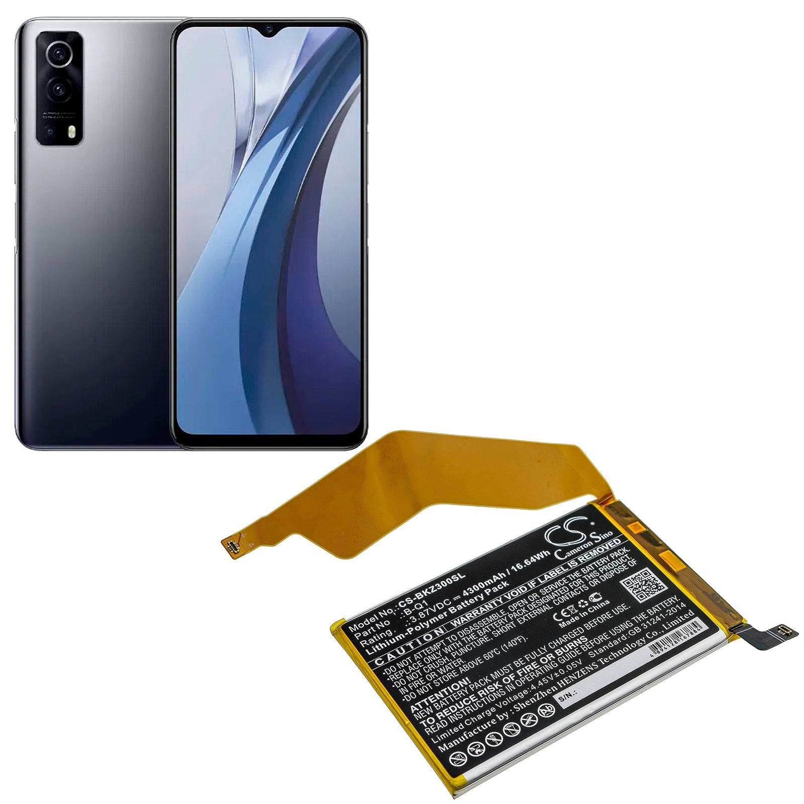 Li-Polymer Battery fits Vivo, Iqoo Z3, V2073a 3.87V, 4300mAh Mobile & SmartPhone Cameron Sino Technology Limited