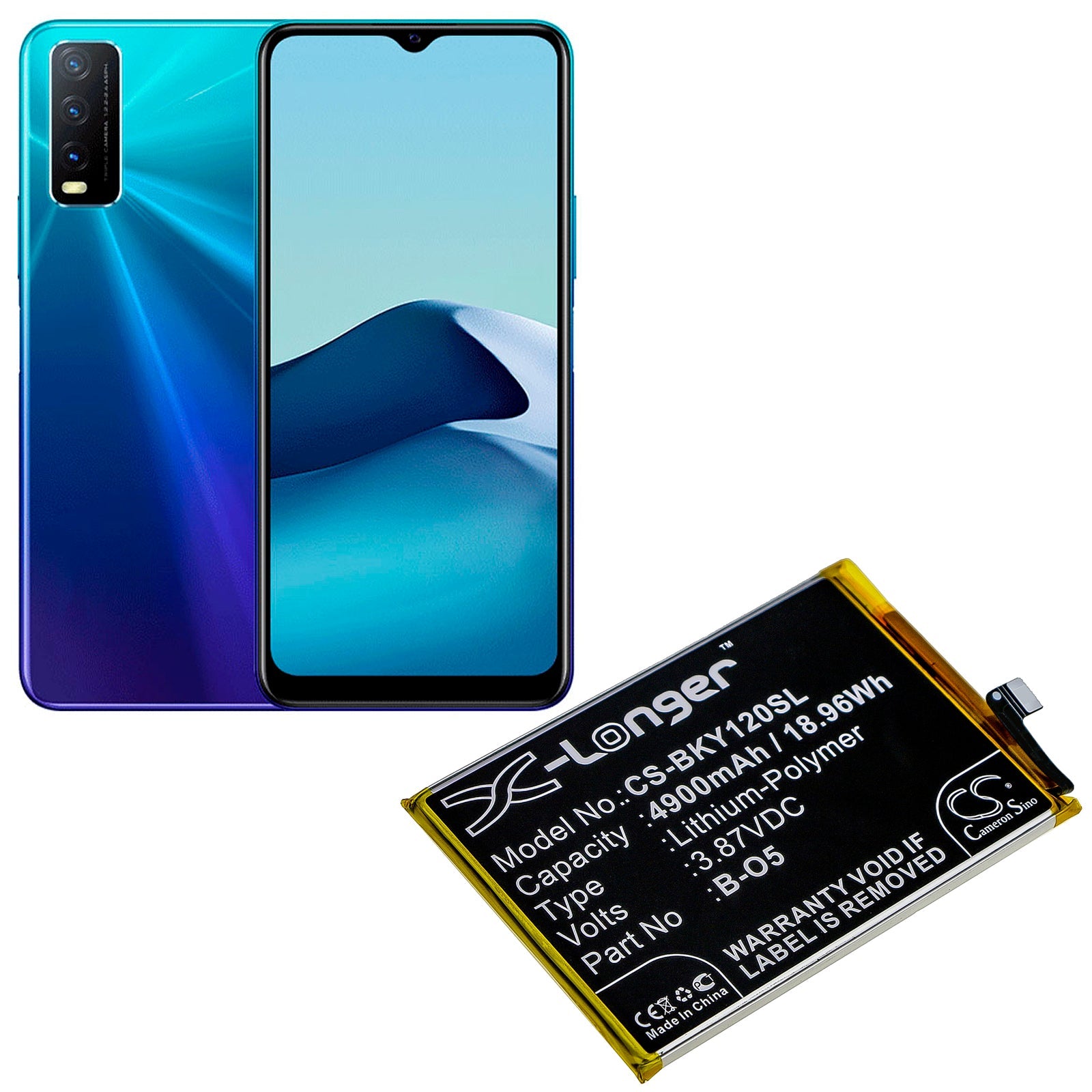 Li-Polymer Battery fits Vivo, Pd1901, Y12, Y12 2019 3.87V, 4900mAh Mobile & SmartPhone Cameron Sino Technology Limited