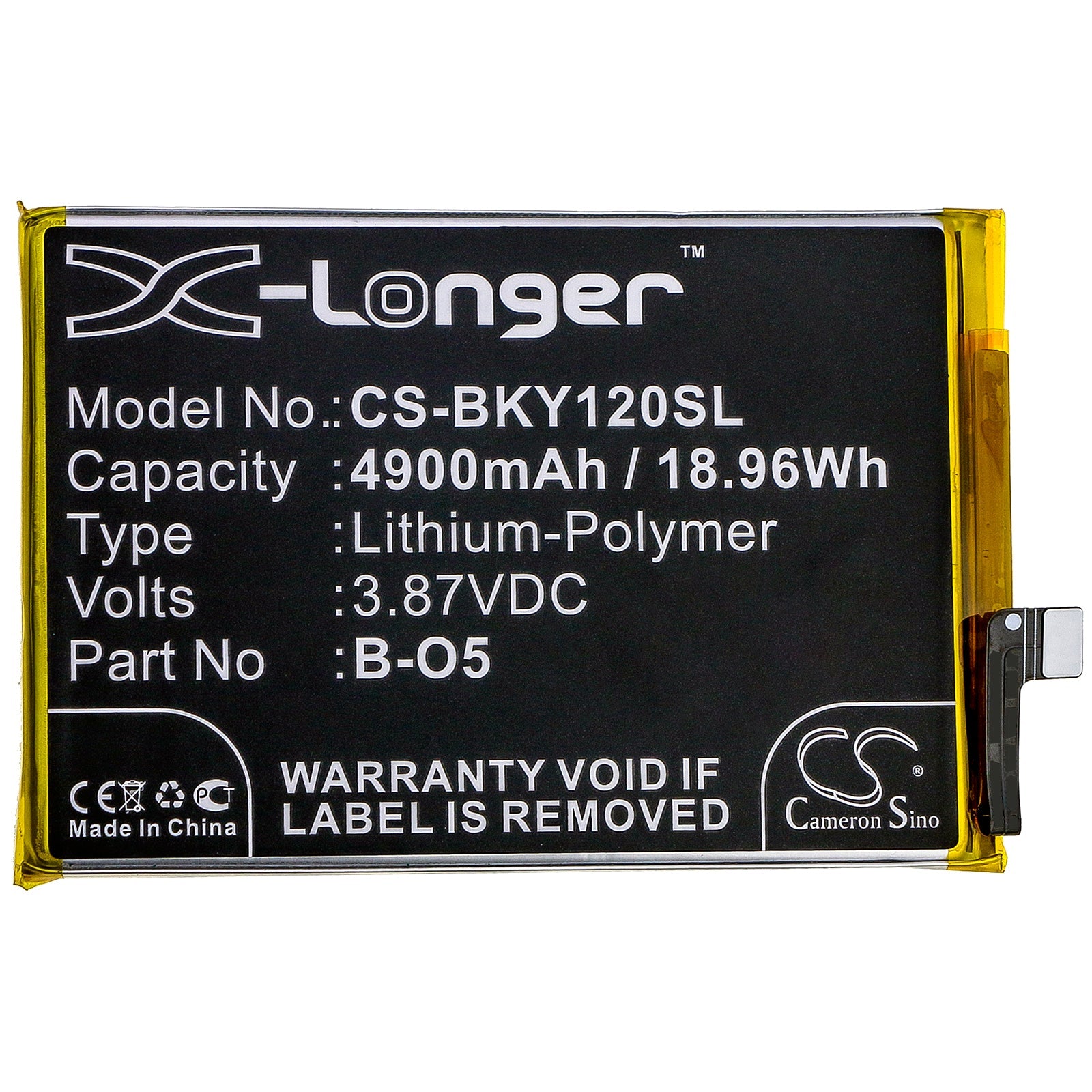 Li-Polymer Battery fits Vivo, Pd1901, Y12, Y12 2019 3.87V, 4900mAh Mobile & SmartPhone Cameron Sino Technology Limited