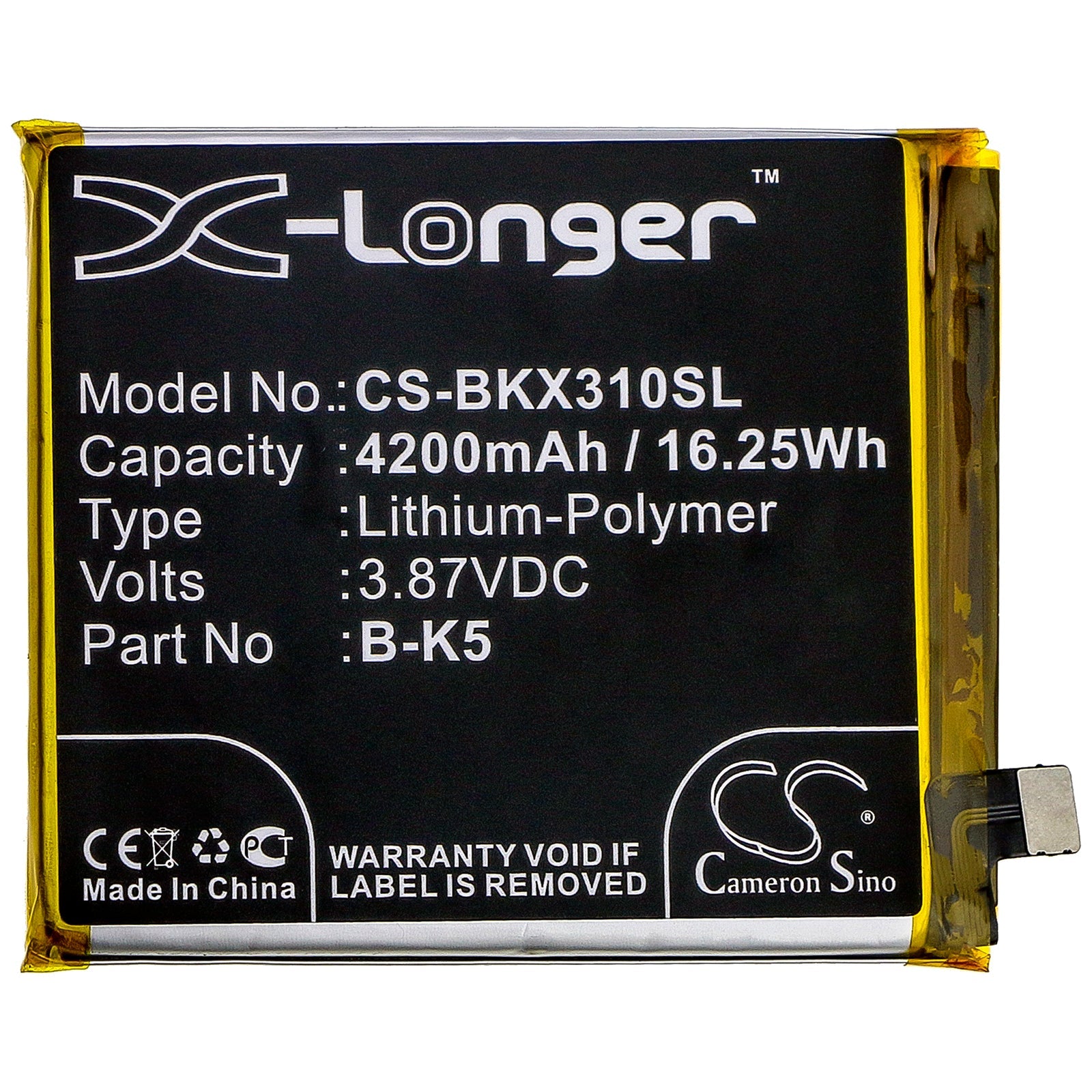 Li-Polymer Battery fits Vivo, V1938, V1938c, V1938t 3.87V, 4200mAh Mobile & SmartPhone Cameron Sino Technology Limited