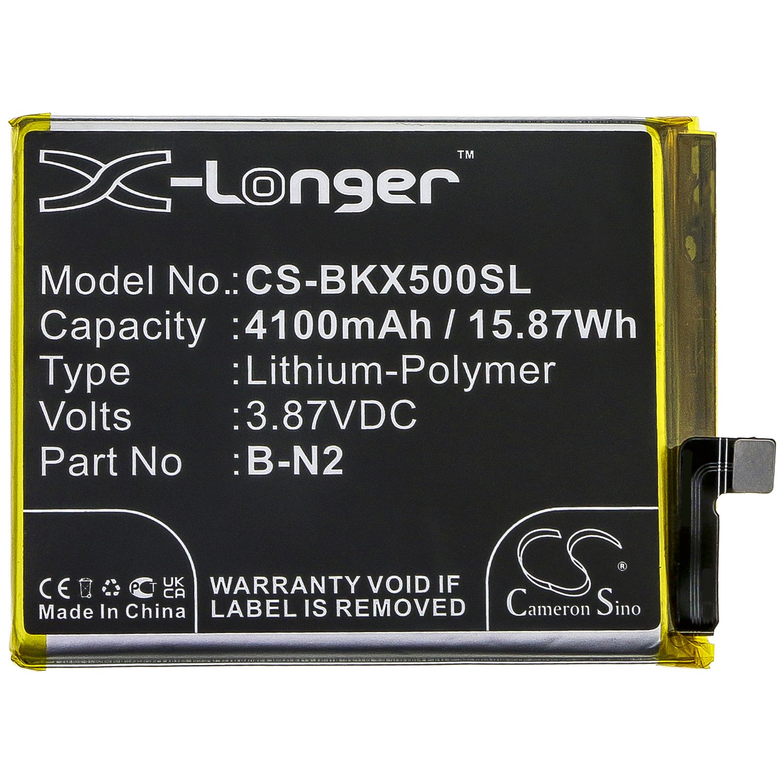 Li-Polymer Battery fits Vivo, V2001, V2001a, X50 3.87V, 4100mAh Mobile & SmartPhone Cameron Sino Technology Limited