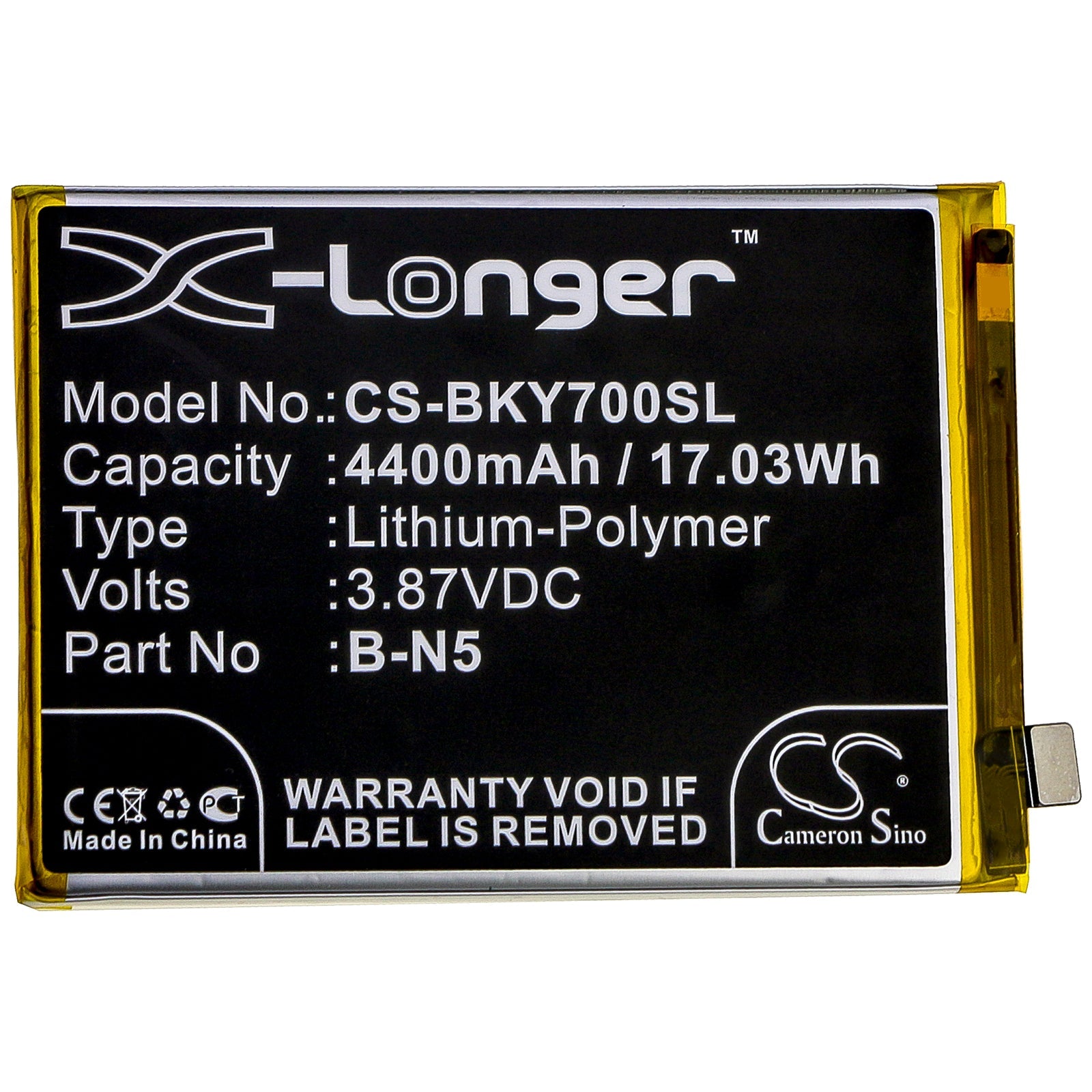 Li-Polymer Battery fits Vivo, V2002, V2002a, Y51s 3.87V, 4400mAh Mobile & SmartPhone Cameron Sino Technology Limited