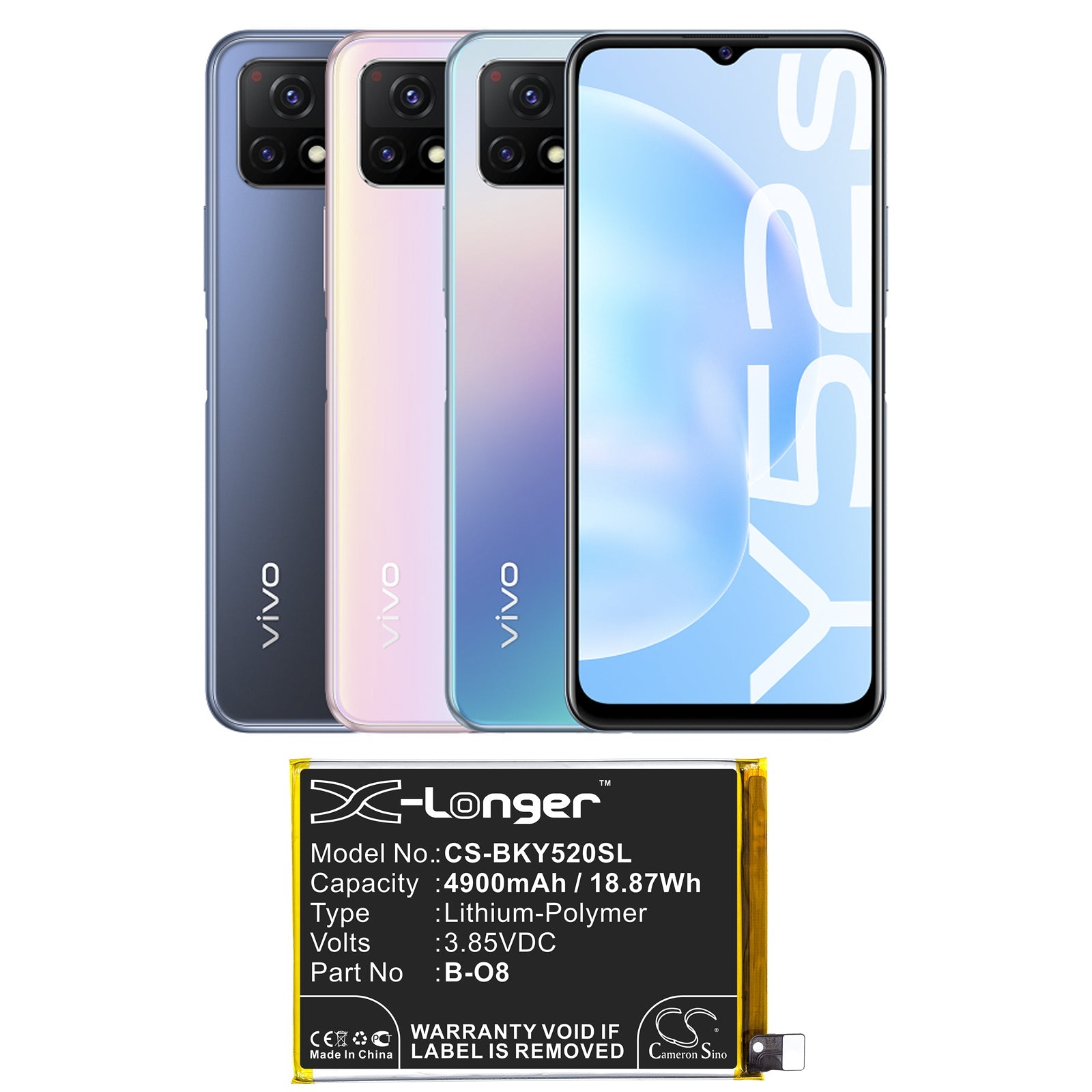 Li-Polymer Battery fits Vivo, Y52s 3.85V, 4900mAh Mobile & SmartPhone Cameron Sino Technology Limited